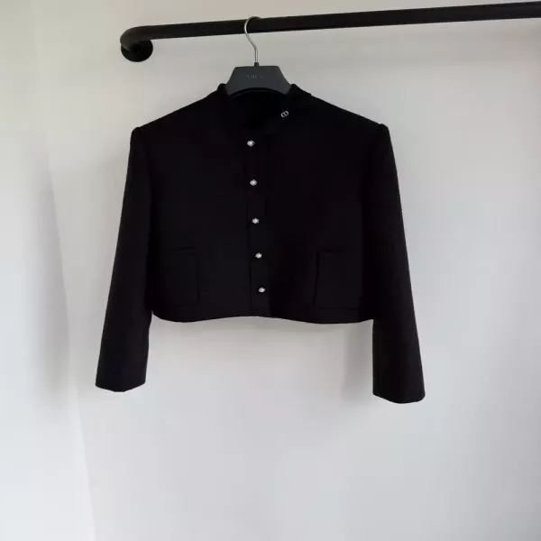 디올 진주 버튼 퀼팅 여성용 트위드 재킷