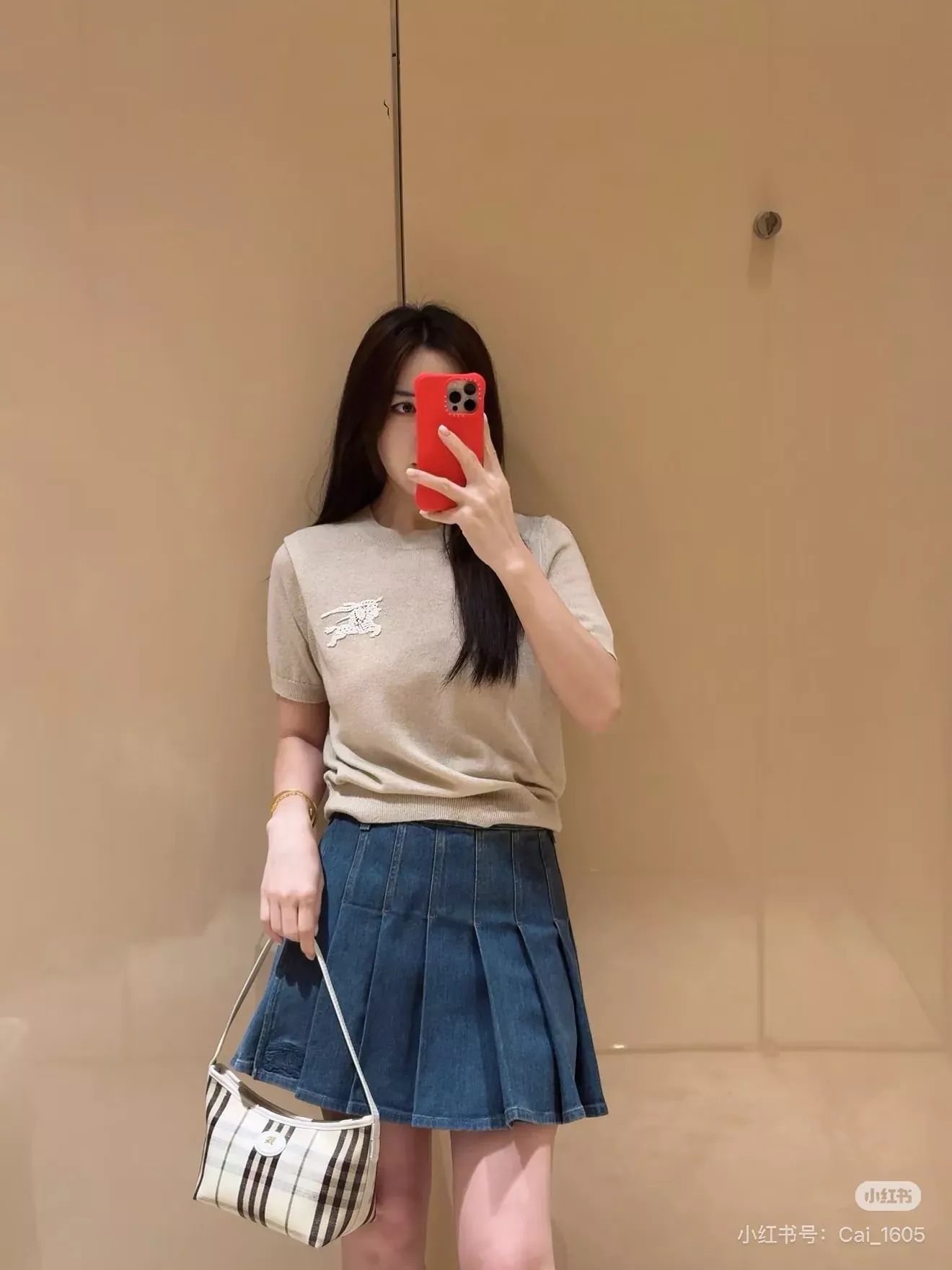 버버리 자수 포인트 코튼 여성용 미니 스커트 상세 이미지 27