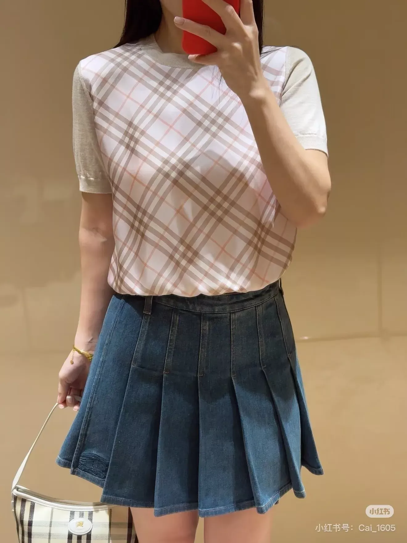 버버리 자수 포인트 코튼 여성용 미니 스커트 상세 이미지 32