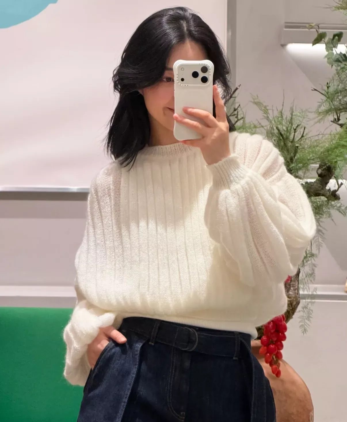 로에베 자카드 펀칭 긴소매 여성용 긴소매 니트 상세 이미지 19