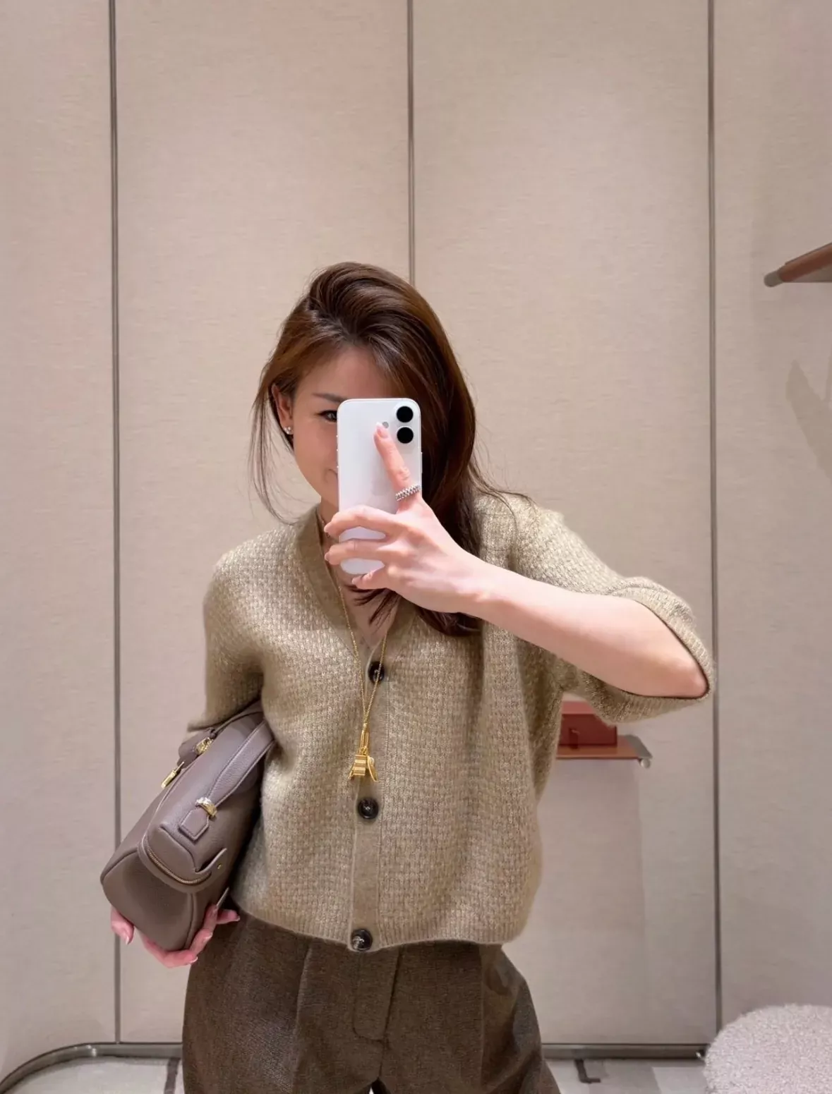브루넬로쿠치넬리 브이넥 자카드 반소매 여성용 반소매 가디건 상세 이미지 11