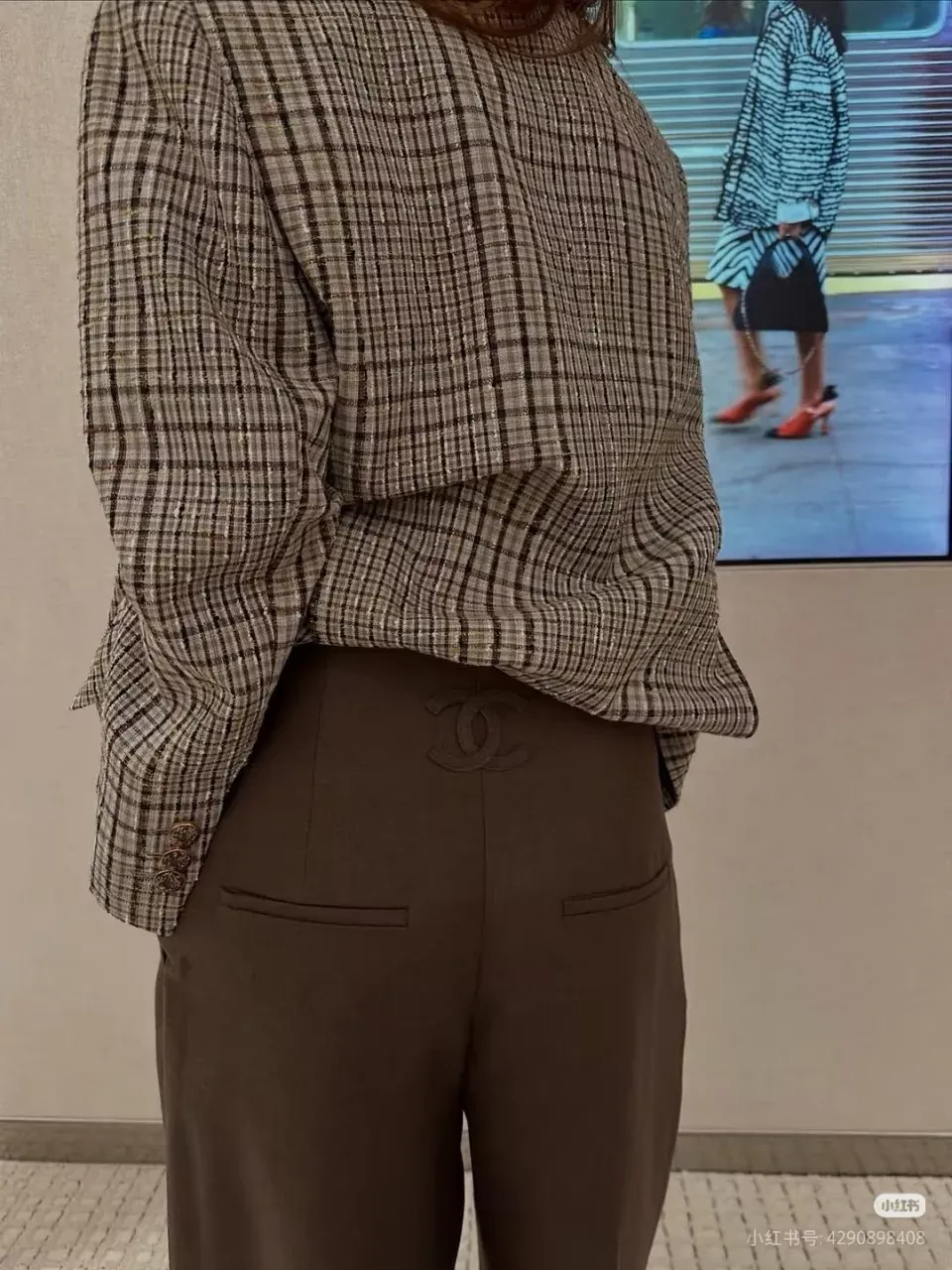 샤넬 자카드 포켓 장식 여성용 캐쥬얼 팬츠 상세 이미지 14