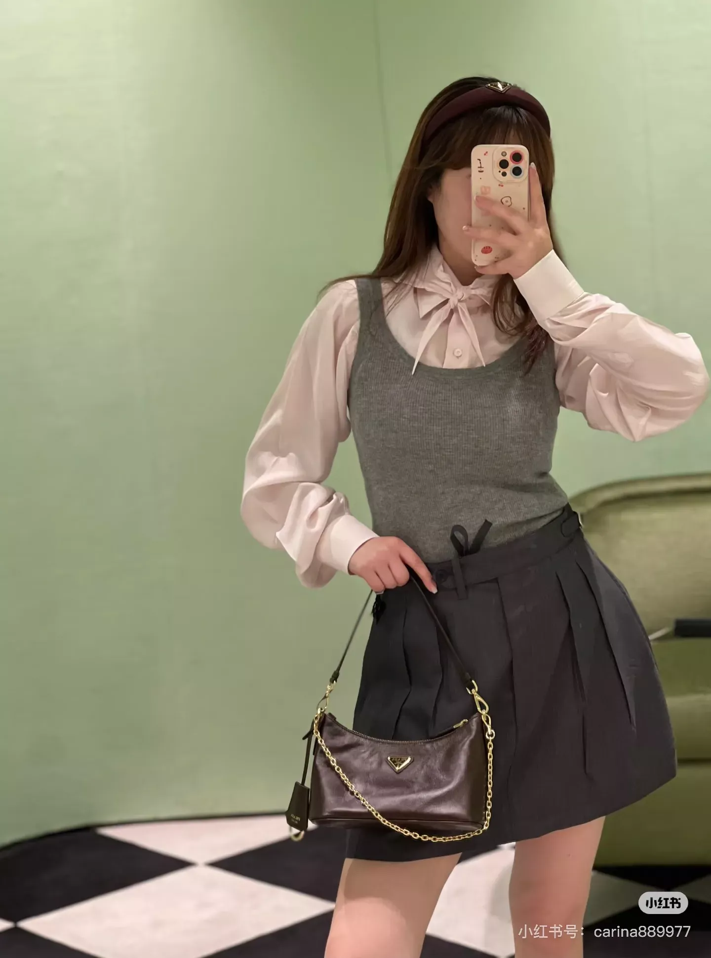 프라다 입체 재단 벨트 버클 여성용 미니 스커트 상세 이미지 22