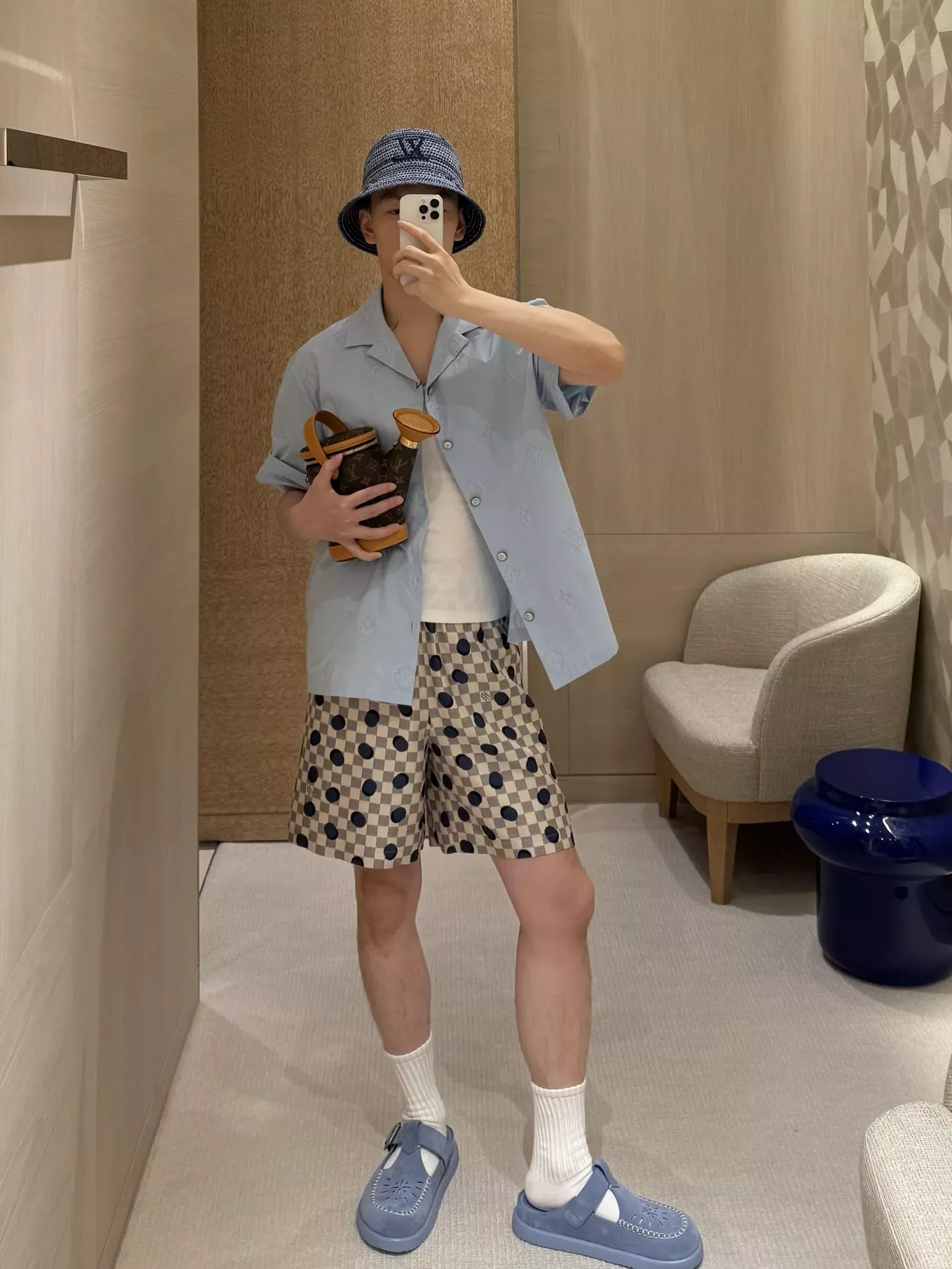 루이비통 모노그램 피케 오픈칼라 남녀공용 반소매 셔츠 상세 이미지 16
