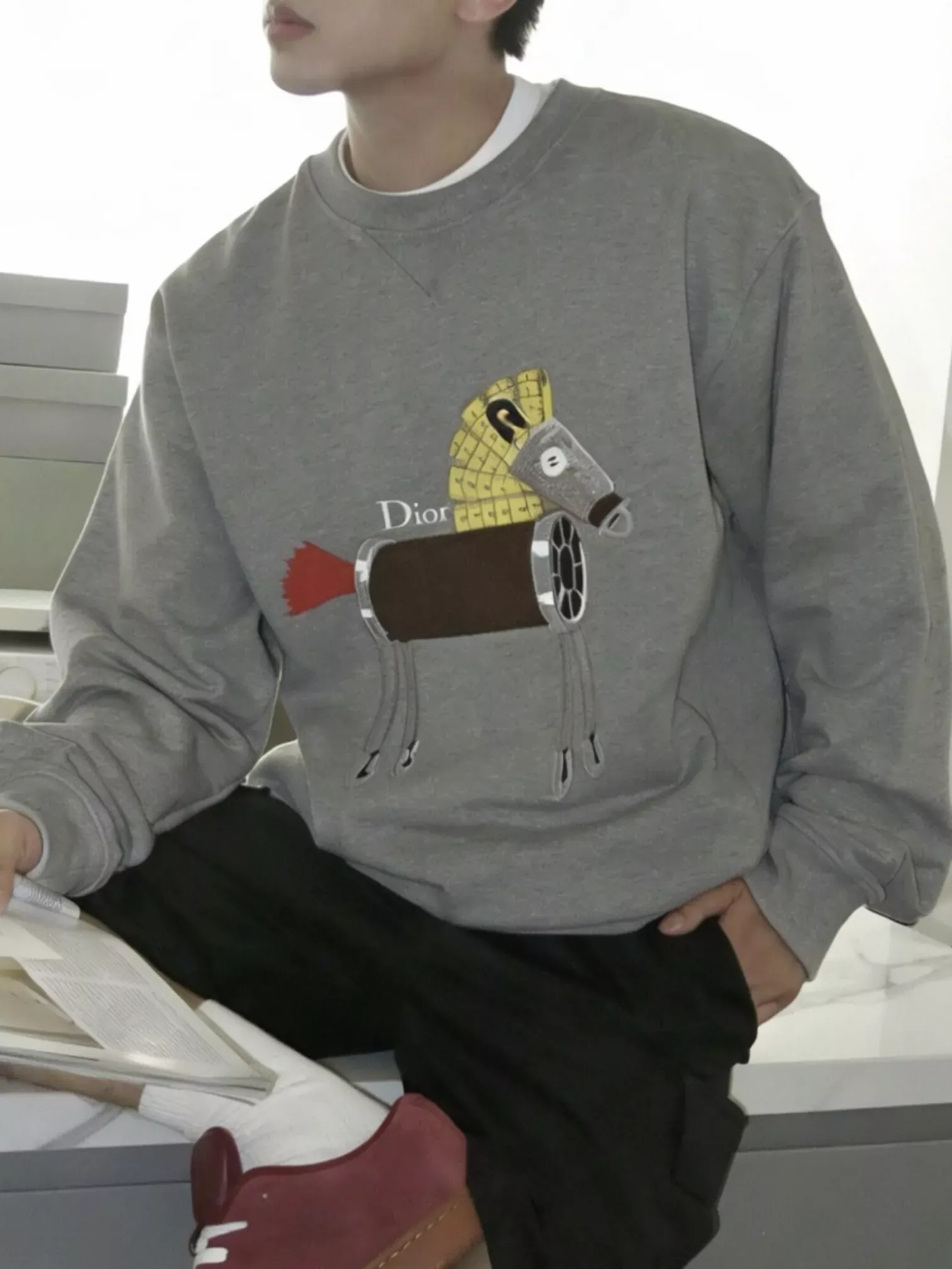 디올 루즈핏 긴소매 남녀공용 맨투맨 티셔츠 상세 이미지 21