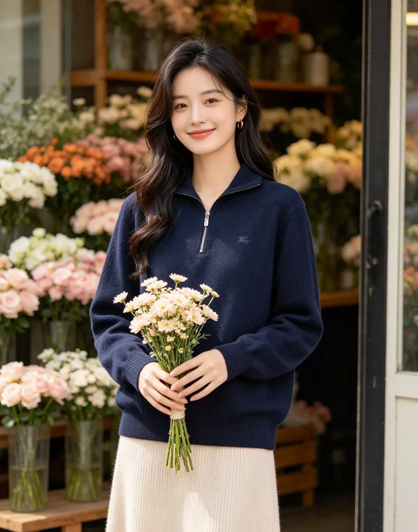 버버리 반집업 하이넥 자수 남녀공용 긴소매 니트 상세 이미지 12