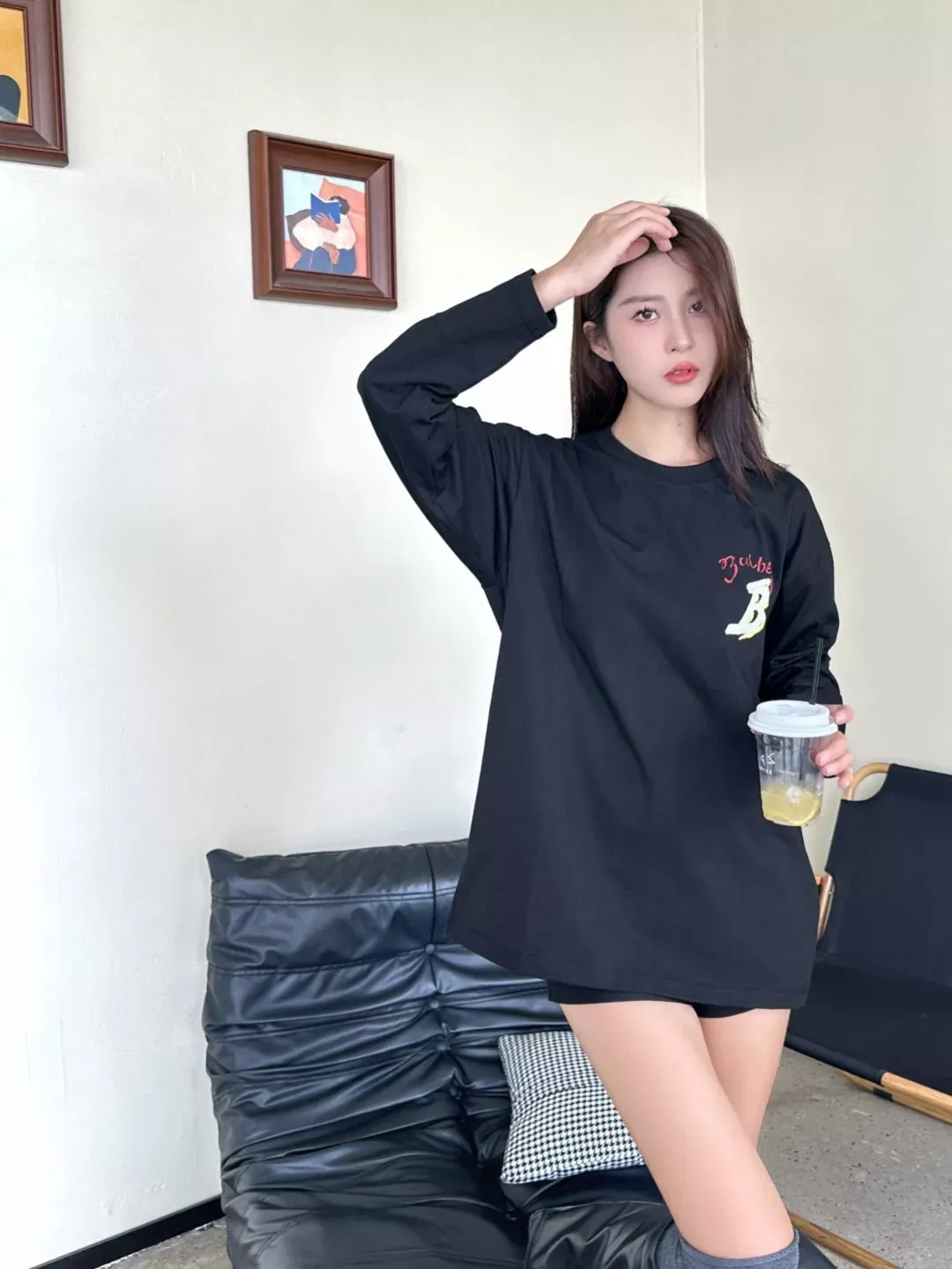 버버리 문자 프린트 코튼 남녀공용 긴소매 티셔츠 상세 이미지 13
