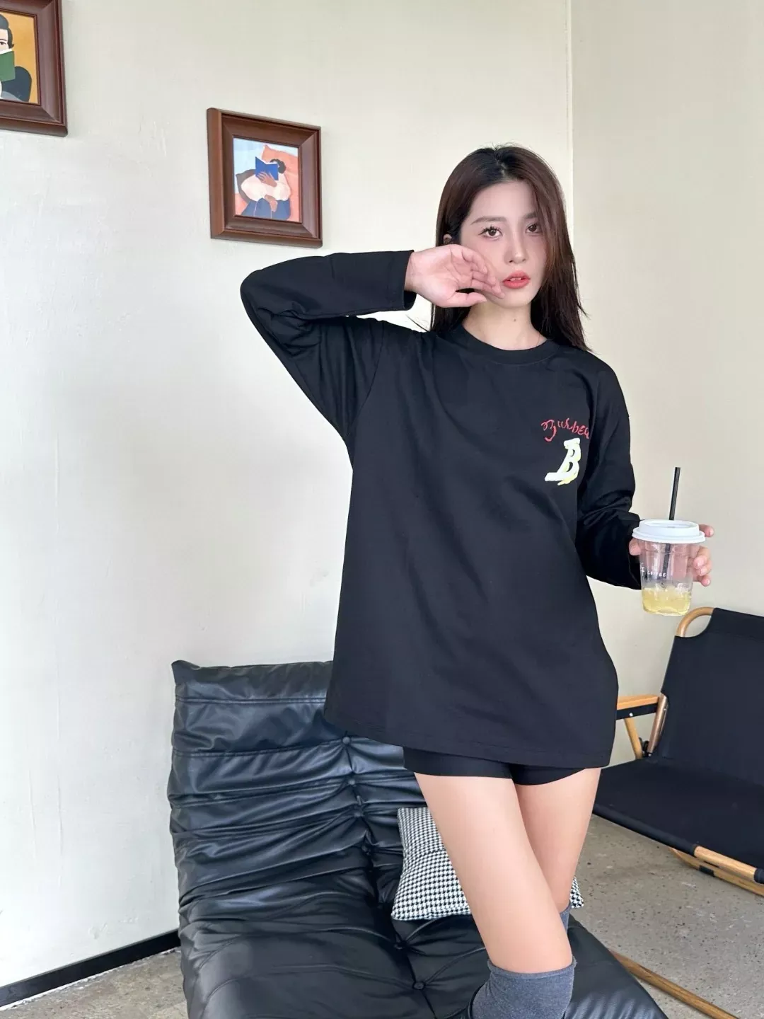 버버리 문자 프린트 코튼 남녀공용 긴소매 티셔츠 상세 이미지 15