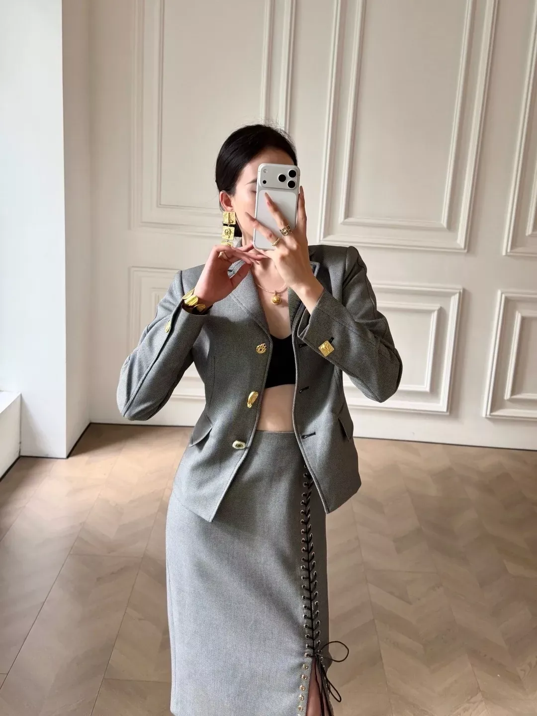 스키아파렐리 빈티지 금장 디테일 여성용 정장 세트 상세 이미지 66