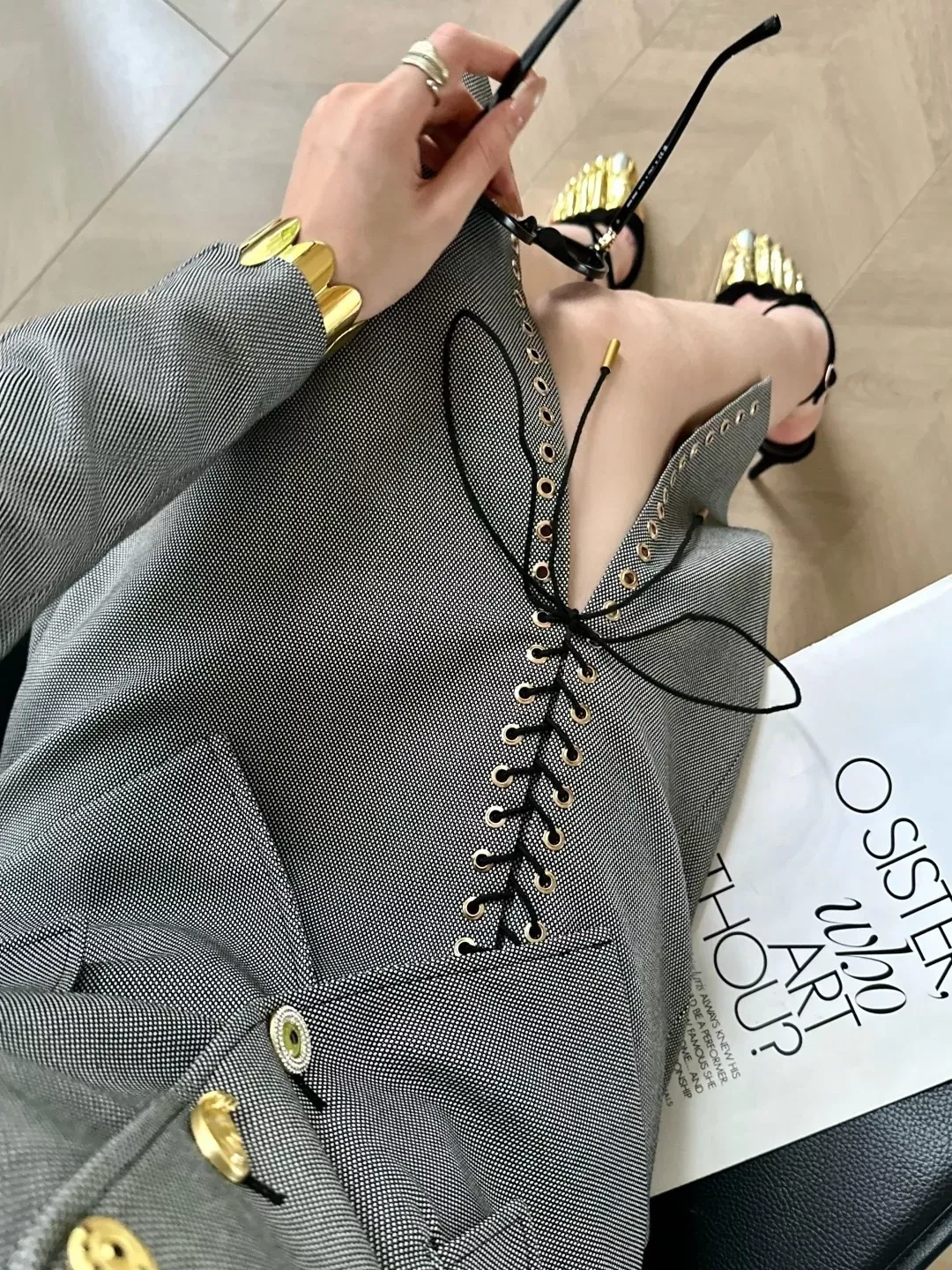 스키아파렐리 빈티지 금장 디테일 여성용 정장 세트 상세 이미지 71