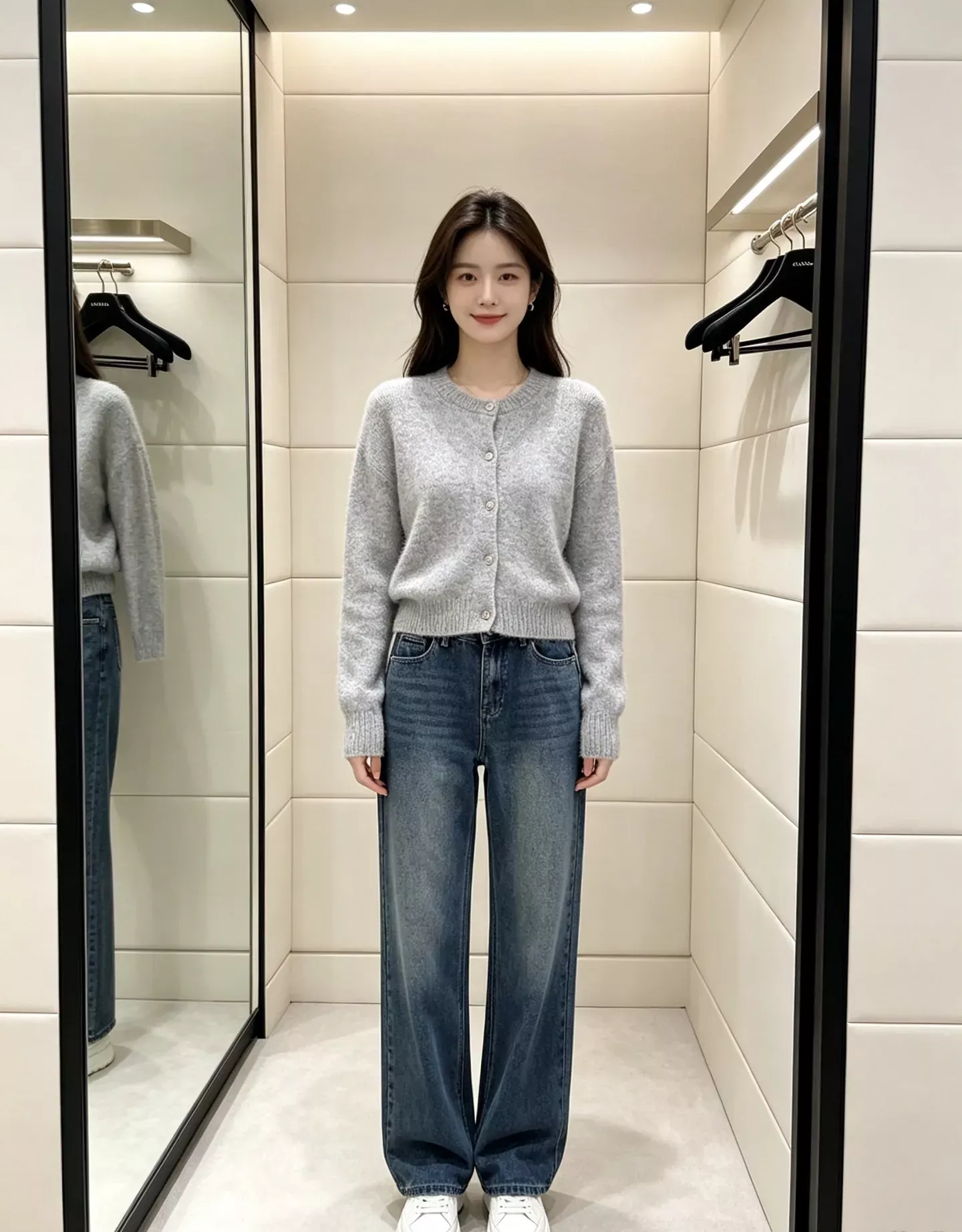 샤넬 하이웨이스트 와이드 여성용 데님 팬츠 상세 이미지 17