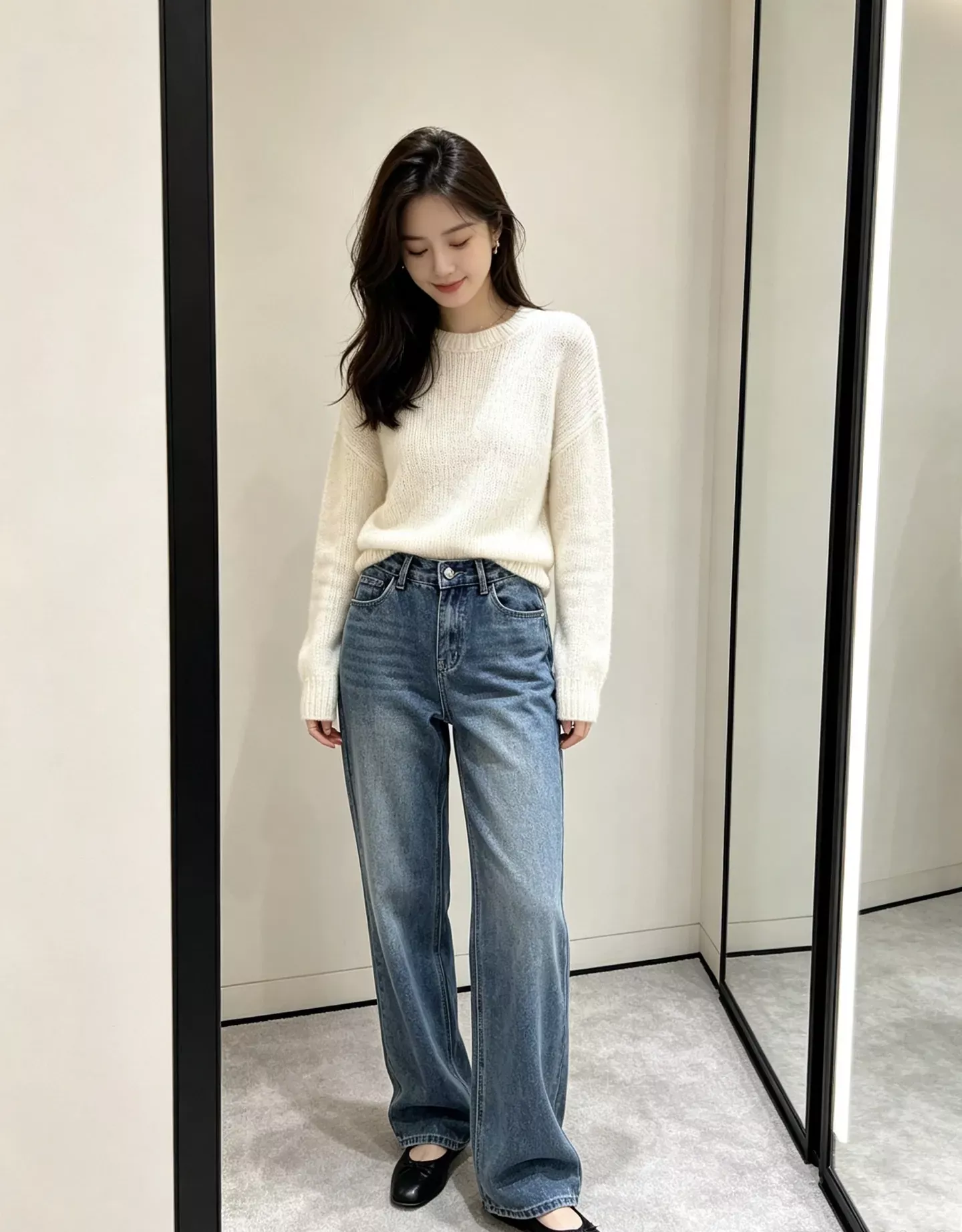 샤넬 하이웨이스트 와이드 여성용 데님 팬츠 상세 이미지 20