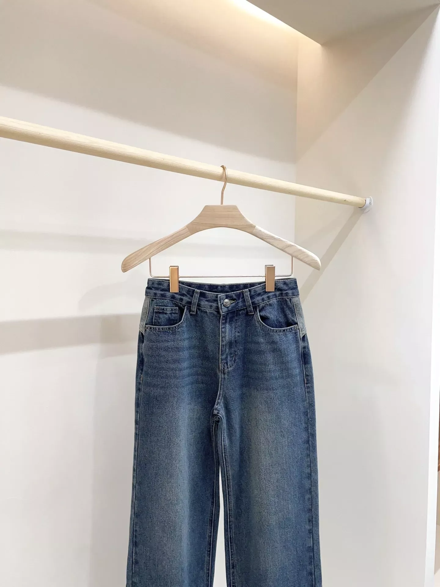 샤넬 하이웨이스트 와이드 여성용 데님 팬츠 상세 이미지 3