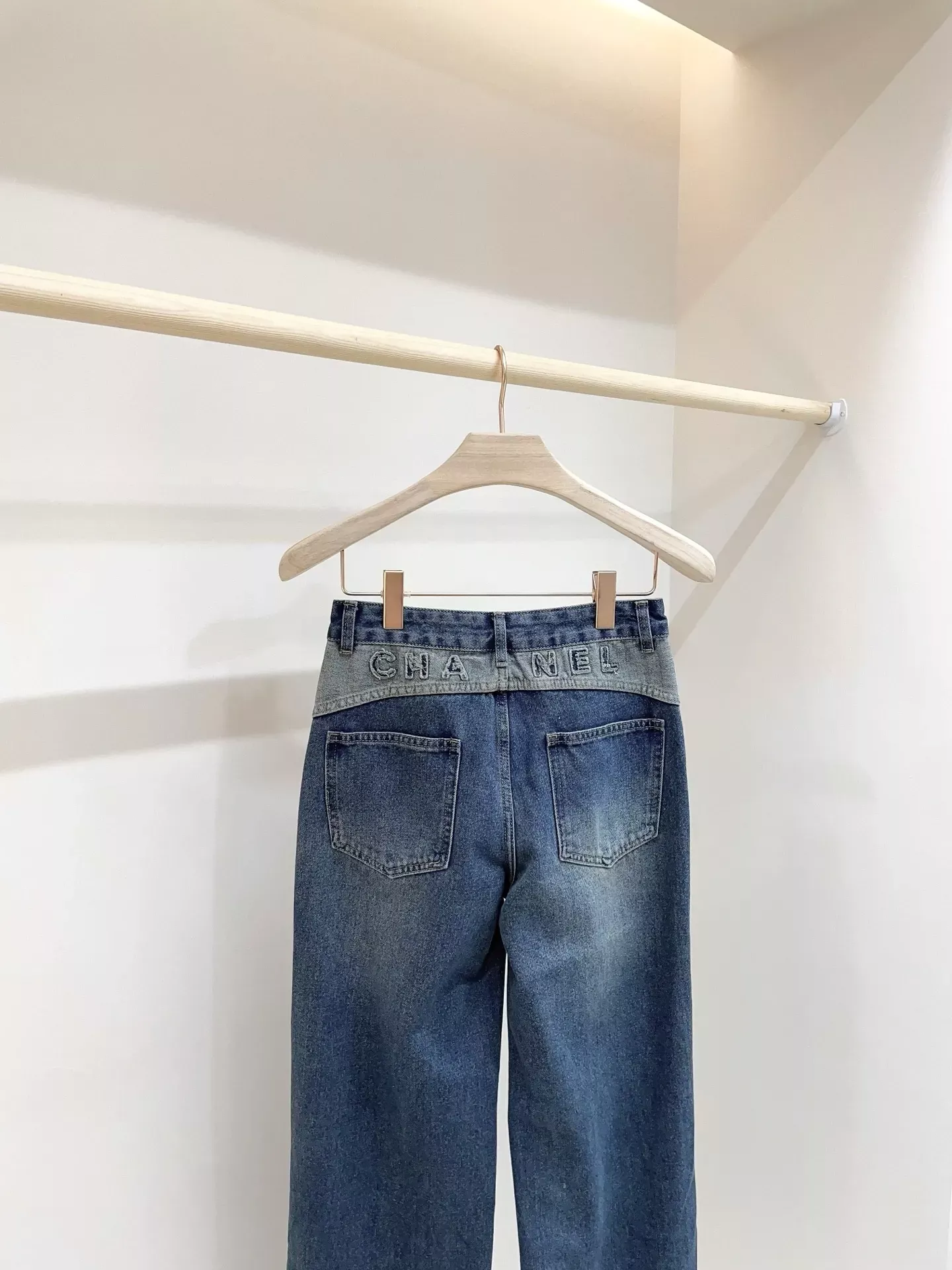 샤넬 하이웨이스트 와이드 여성용 데님 팬츠 상세 이미지 6