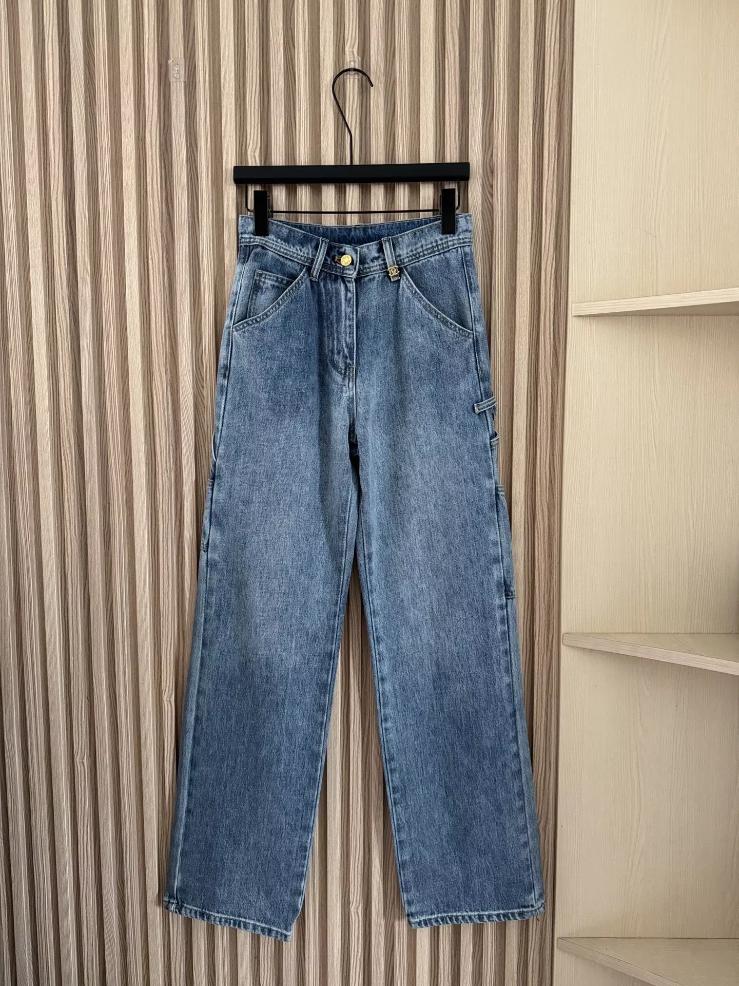 샤넬 더블 C 장식 와이드 여성용 데님 팬츠 상세 이미지 12