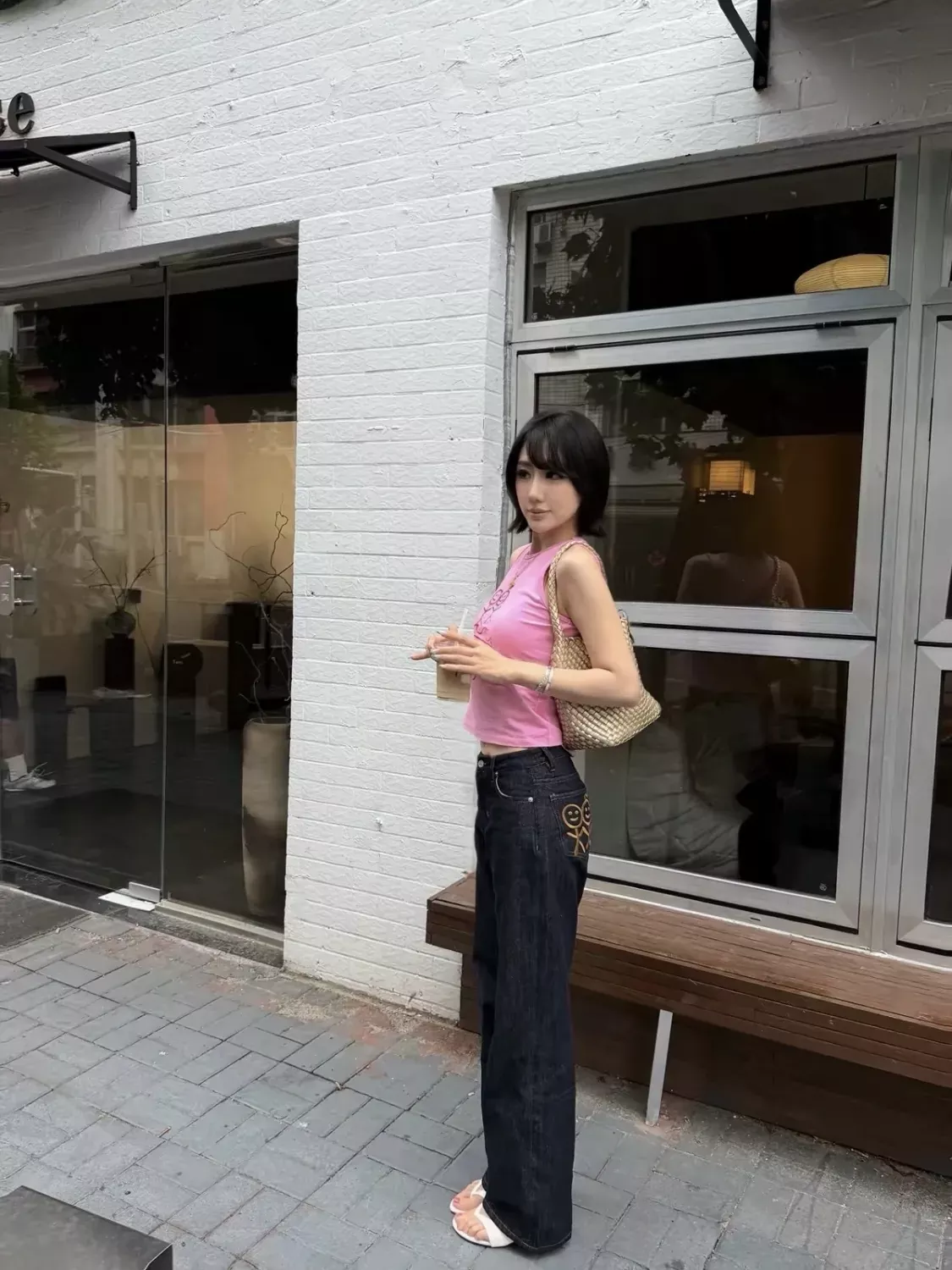 어반소피스티케이션 자수 와이드 여성용 데님 팬츠 상세 이미지 18