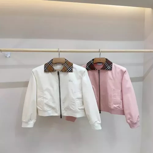 버버리 체크 칼라 경량 여성용 집업 재킷