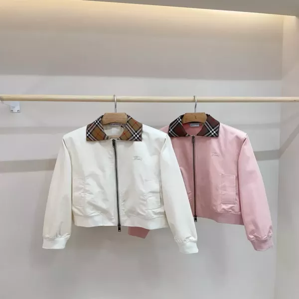 버버리 체크 칼라 경량 여성용 집업 재킷