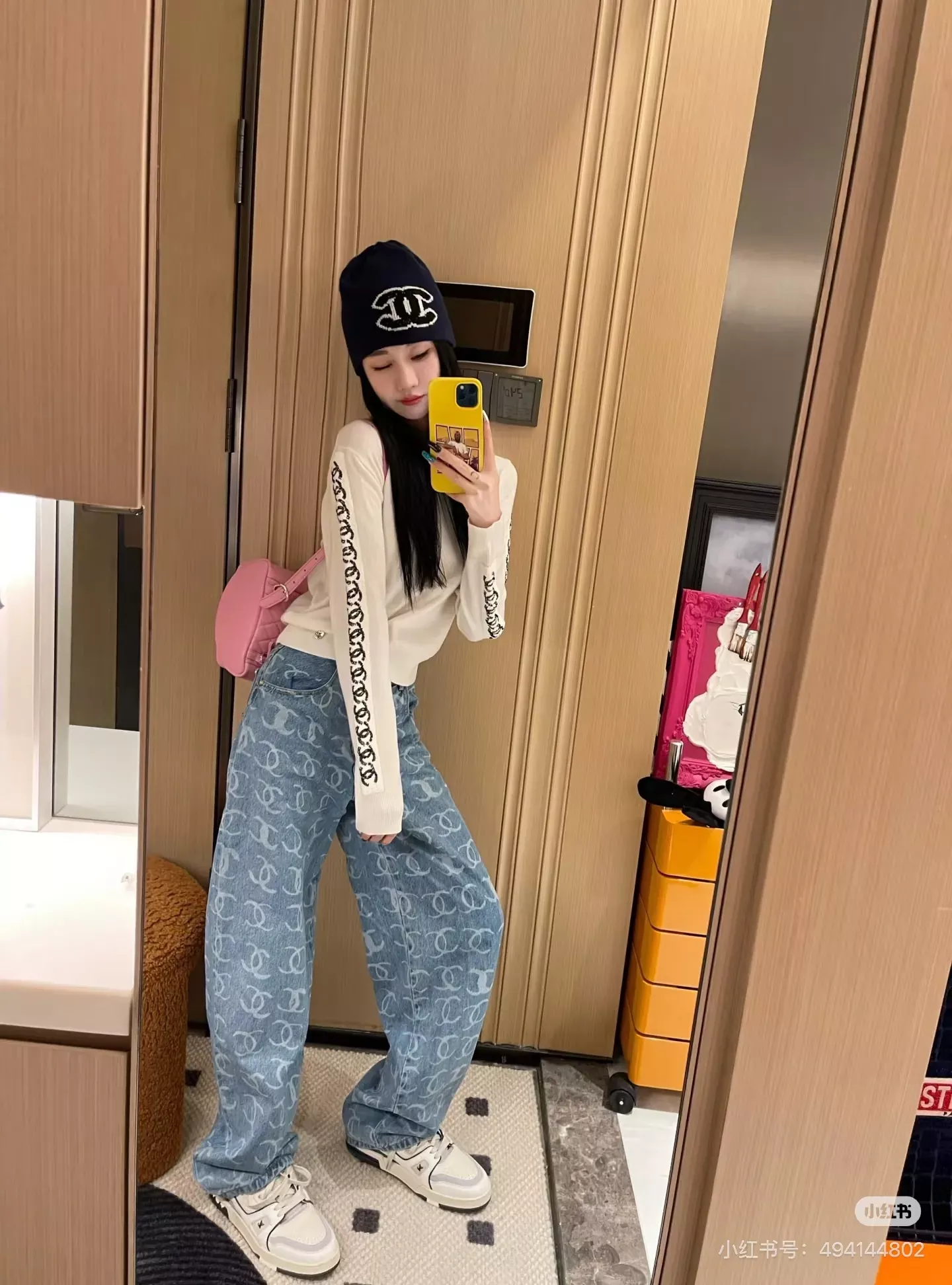 샤넬 자카드 하이웨이스트 여성용 데님 팬츠 상세 이미지 38
