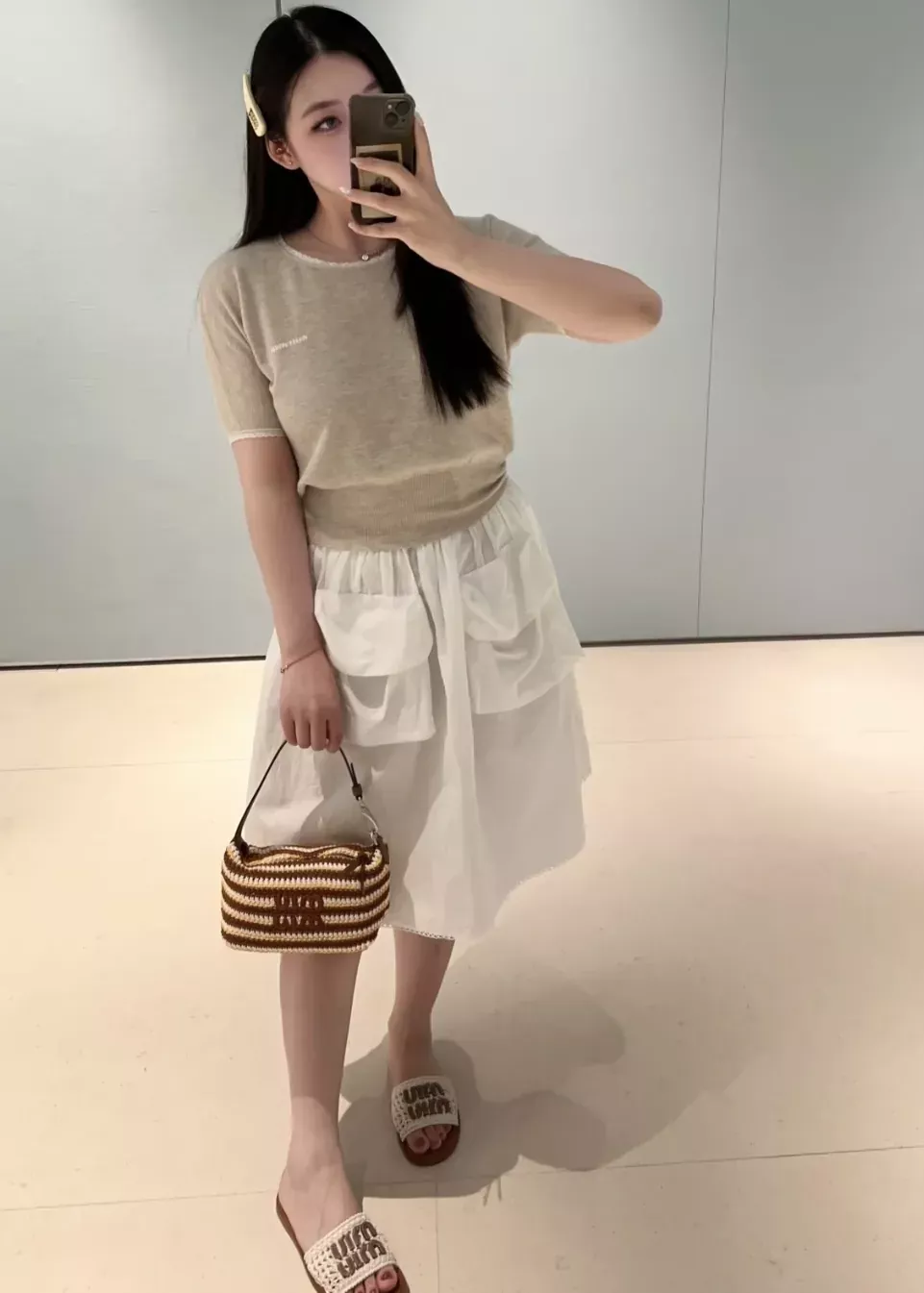 미우미우 포플린 포켓 여성용 미니 스커트 상세 이미지 20
