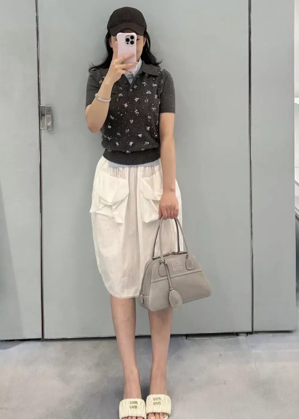 미우미우 포플린 포켓 여성용 미니 스커트 상세 이미지 28