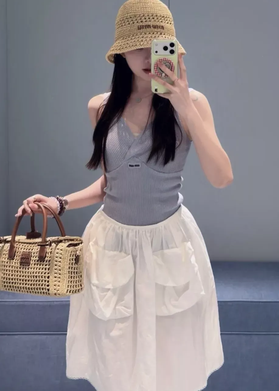 미우미우 포플린 포켓 여성용 미니 스커트 상세 이미지 37