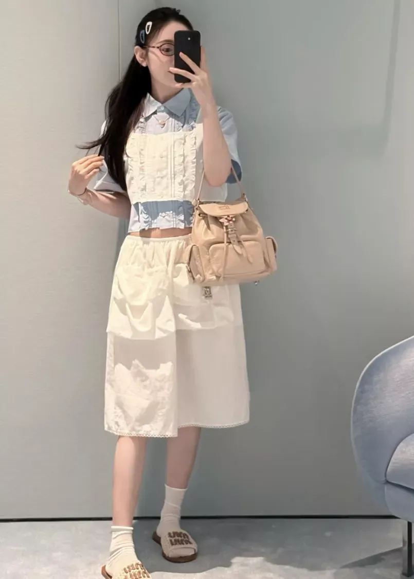 미우미우 포플린 포켓 여성용 미니 스커트 상세 이미지 47
