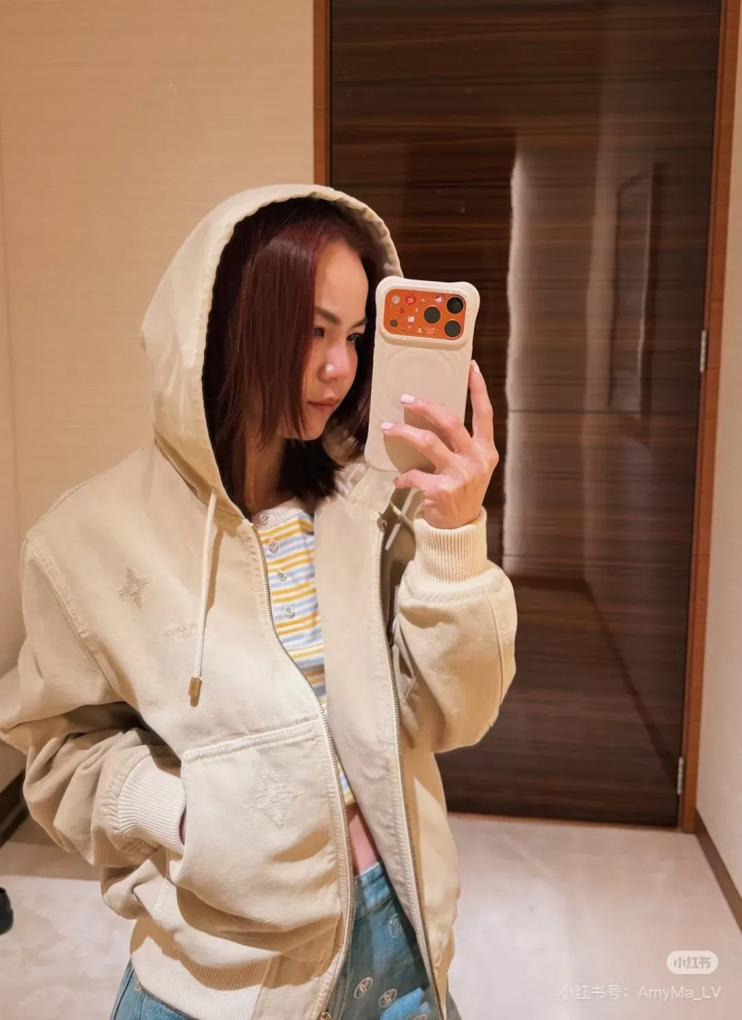 루이비통 자수 후드 데님 남녀공용 후드 재킷 상세 이미지 13