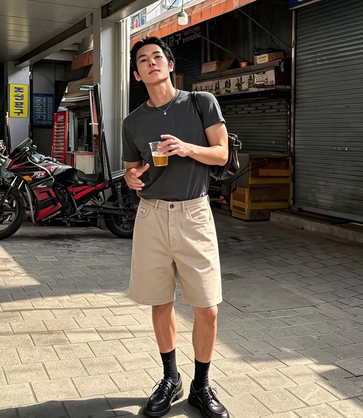 프라다 워싱 데님 공방 스타일 남녀공용 하프 팬츠 상세 이미지 11