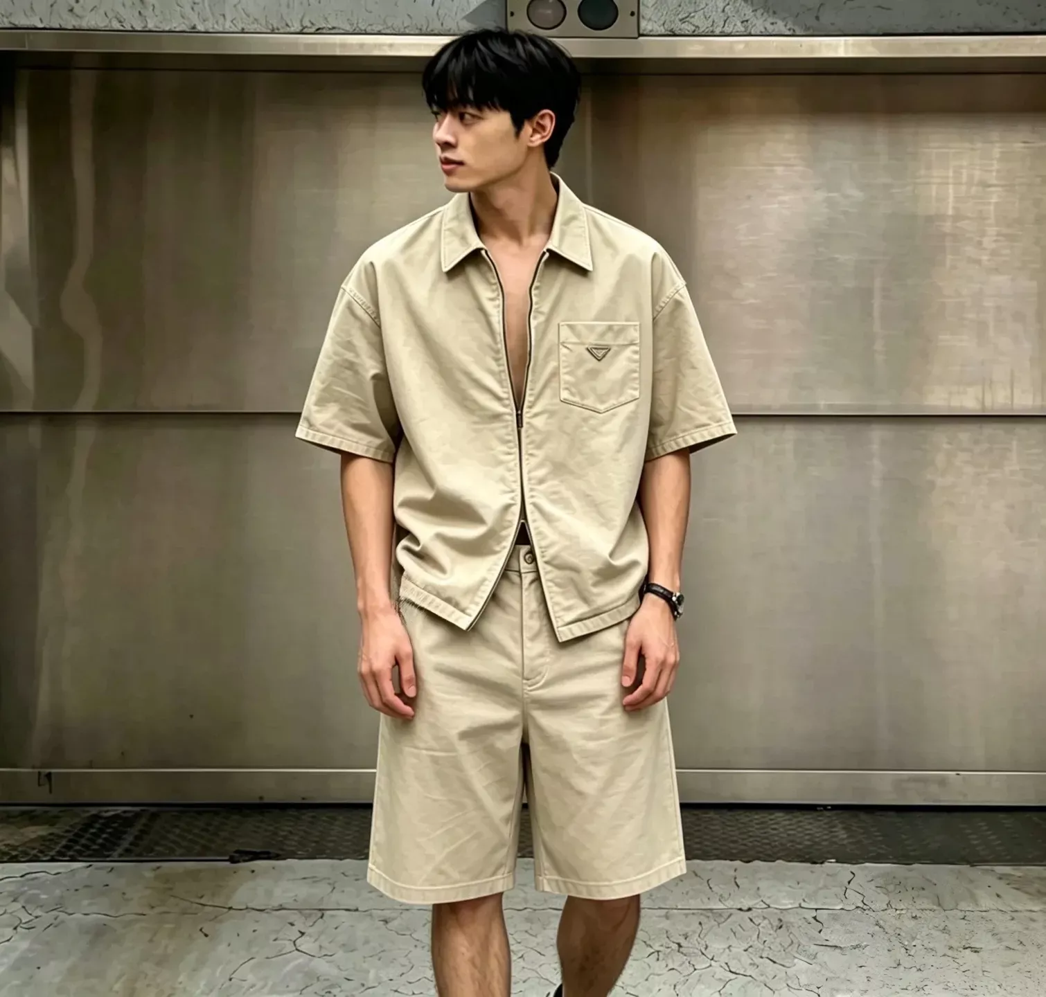 프라다 워싱 데님 공방 스타일 남녀공용 하프 팬츠 상세 이미지 16