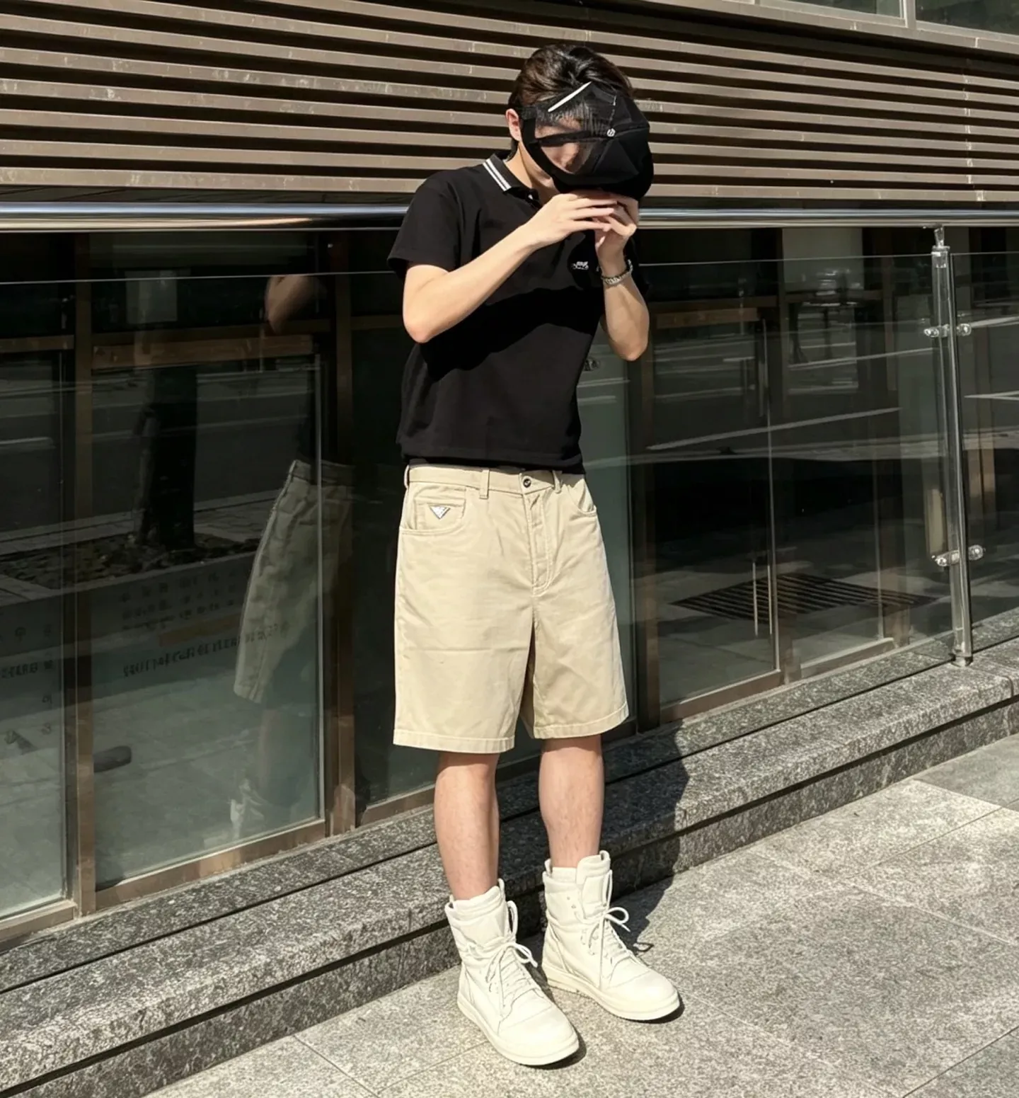 프라다 워싱 데님 공방 스타일 남녀공용 하프 팬츠 상세 이미지 18
