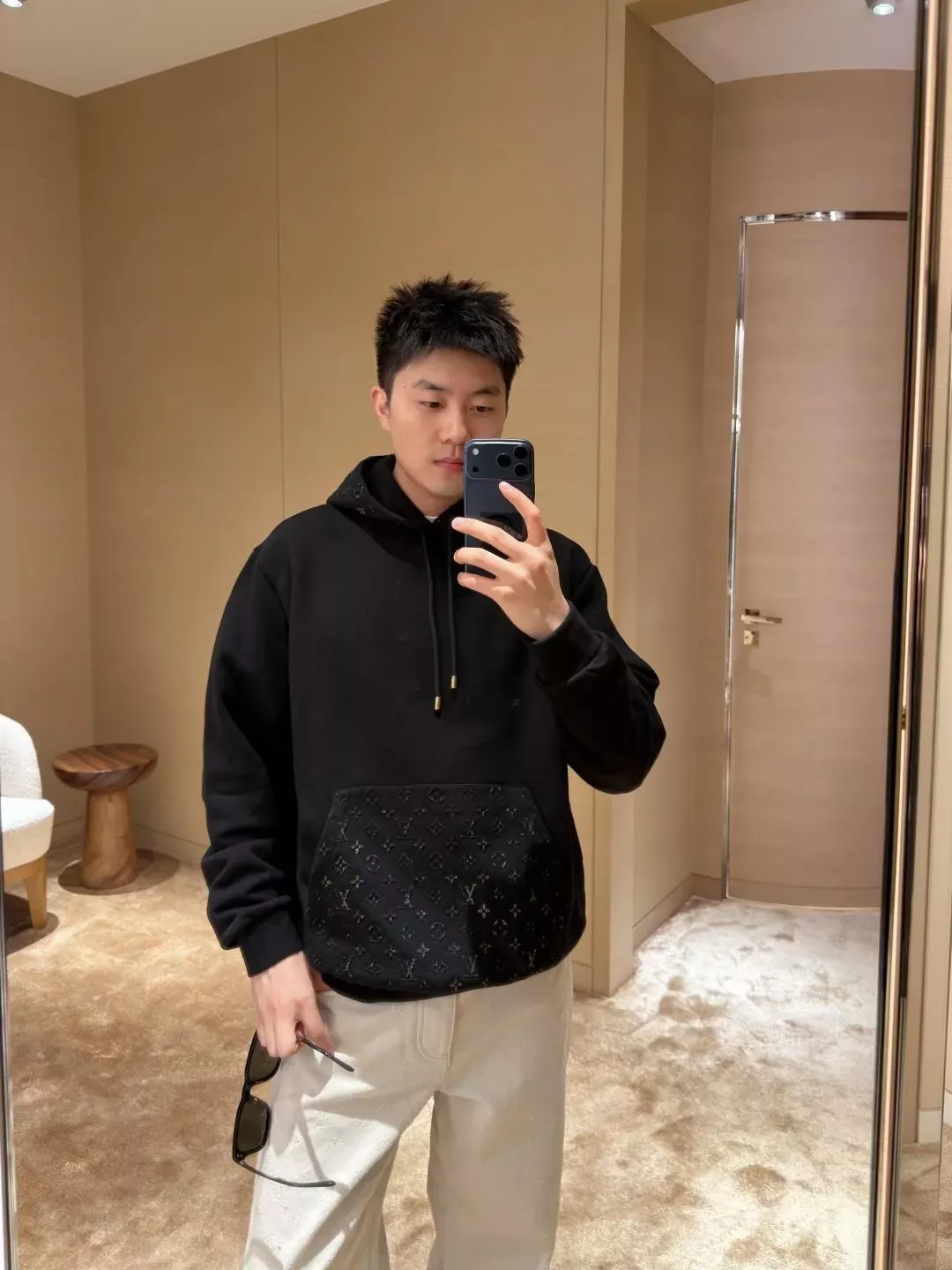 루이비통 잉크 프린트 코튼 후드 재킷 상세 이미지 15