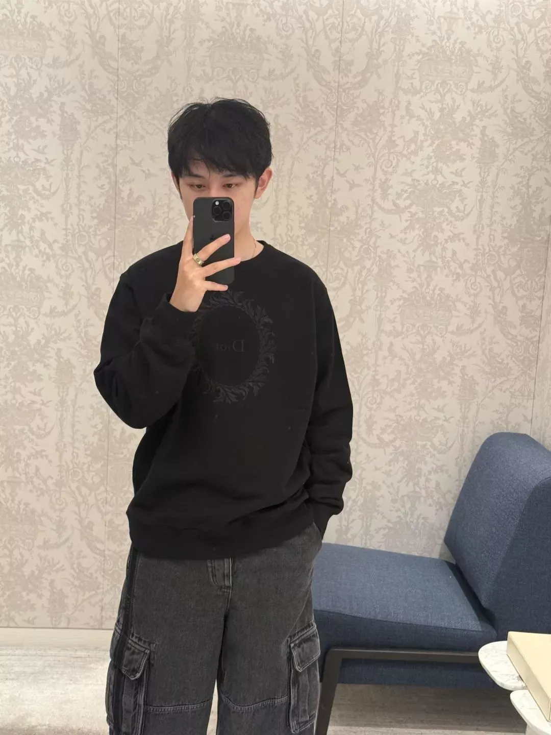 디올 원형 자수 오버핏 남녀공용 맨투맨 티셔츠 상세 이미지 12