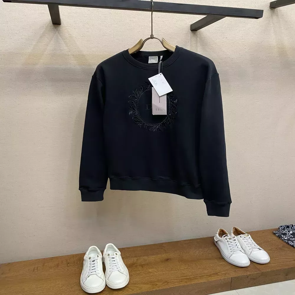 디올 원형 자수 오버핏 남녀공용 맨투맨 티셔츠