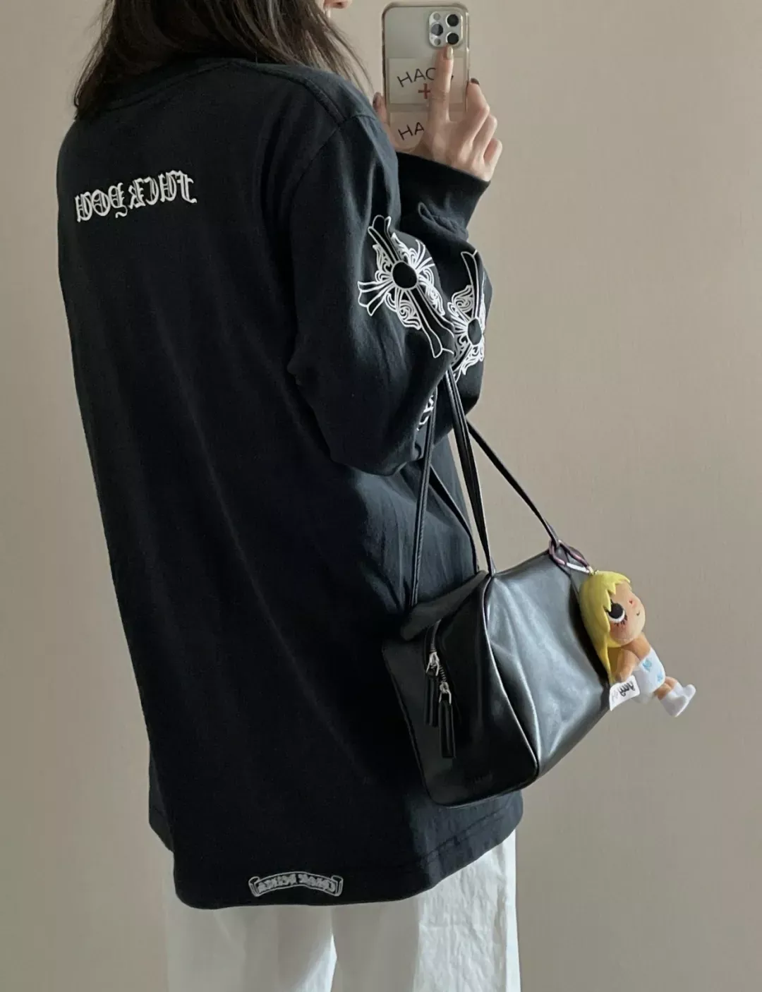 크롬하츠 잉크 프린트 코튼 남녀공용 긴소매 티셔츠 상세 이미지 10