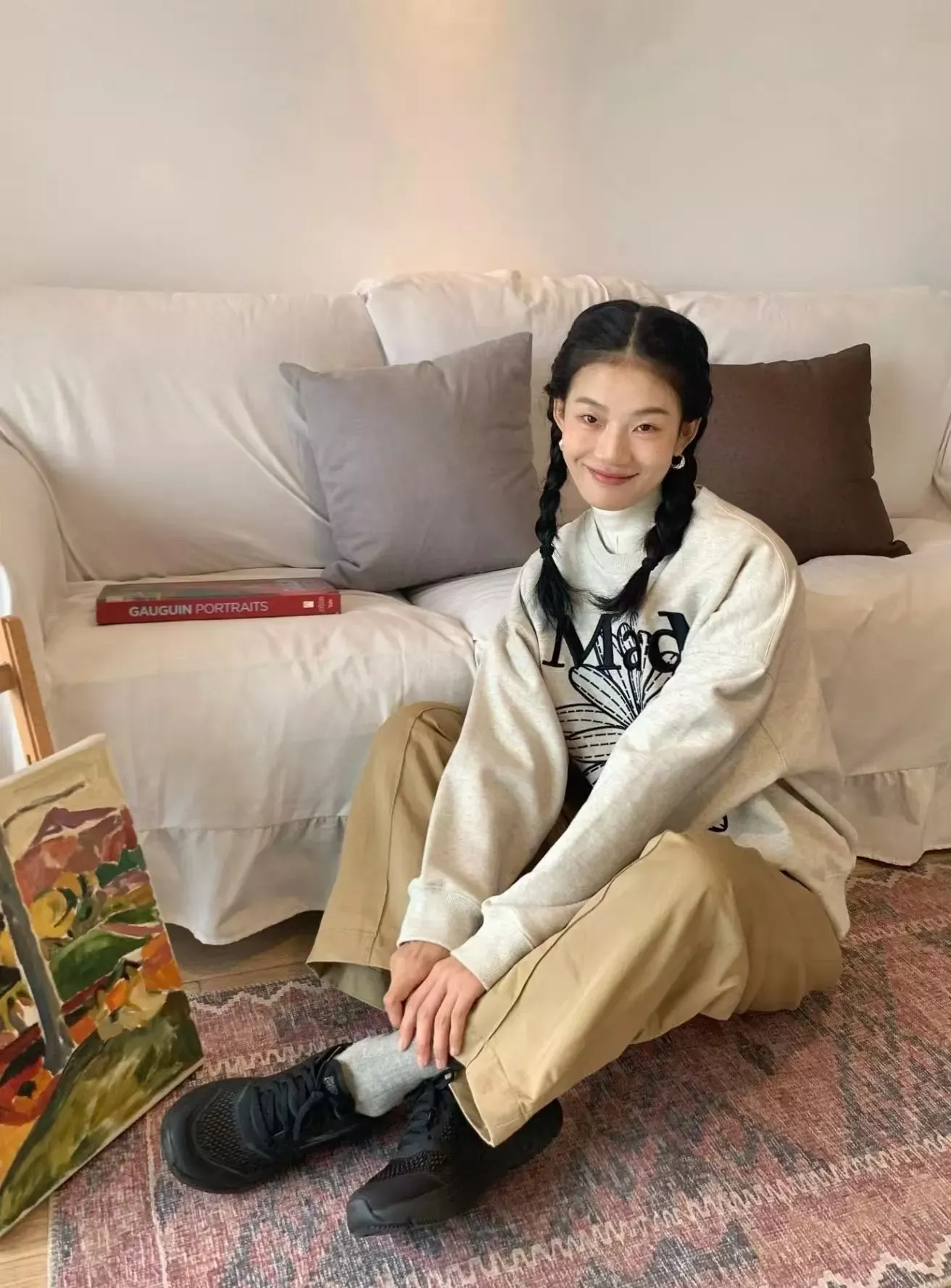 마르디 데이지 자수 여성용 맨투맨 티셔츠 상세 이미지 17
