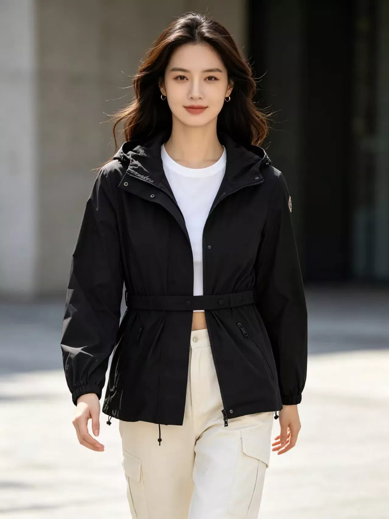 몽클레어 경량 나일론 벨트 여성용 후드 재킷 상세 이미지 12