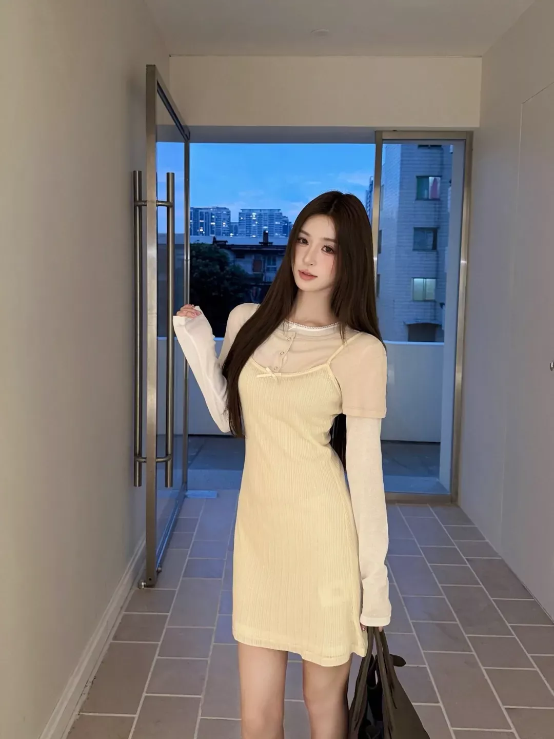 아크네스튜디오 리본 장식 레이어드 여성용 원피스 상세 이미지 20