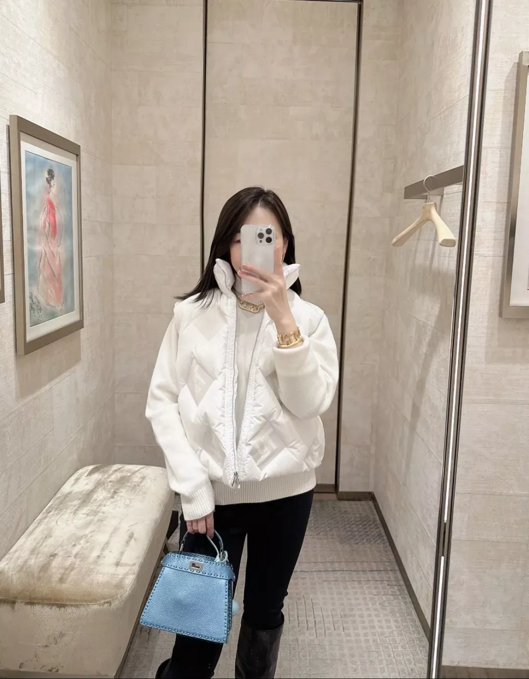 펜디 FF 자카드 패턴 여성용 패딩 조끼 상세 이미지 27