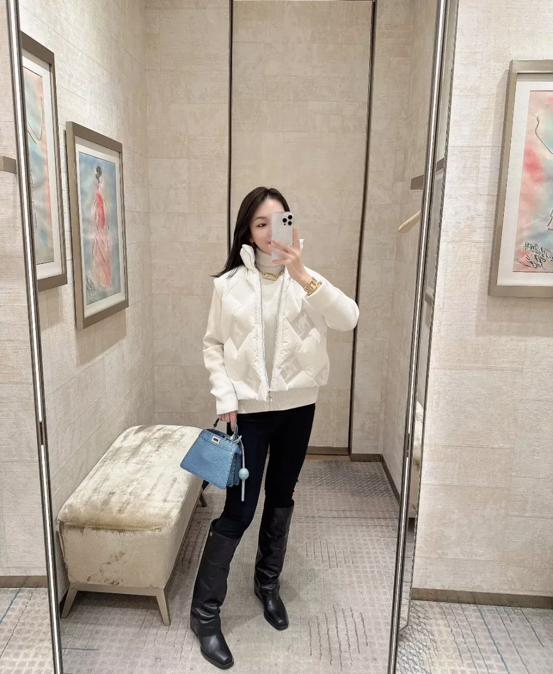 펜디 FF 자카드 패턴 여성용 패딩 조끼 상세 이미지 28