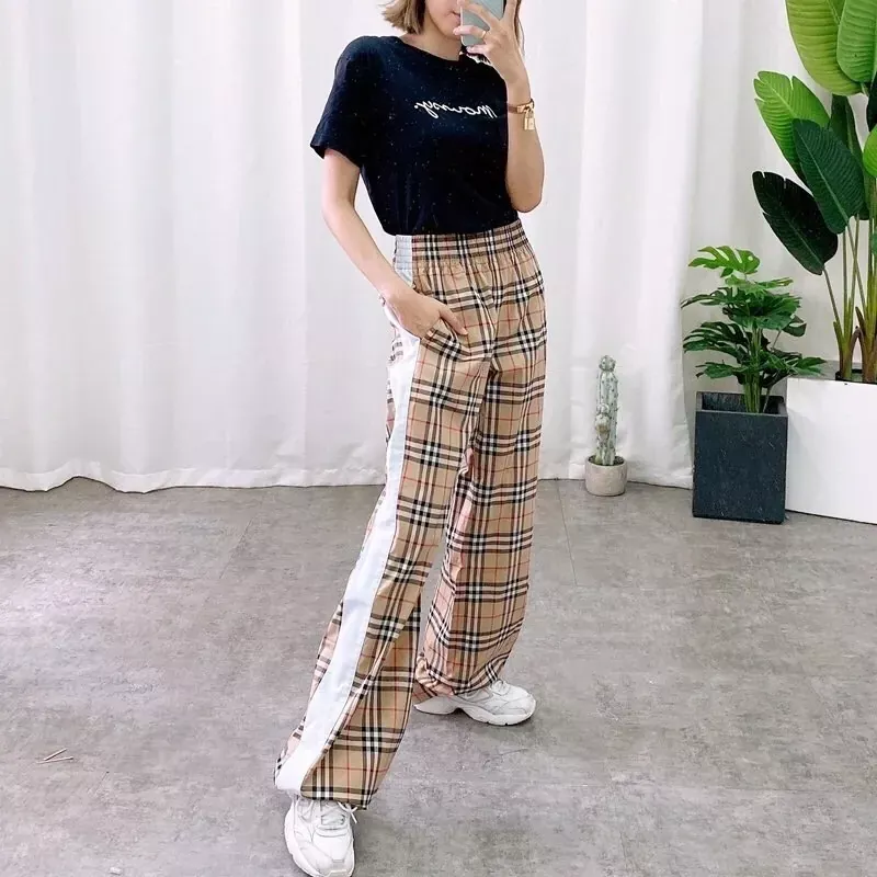 버버리 빈티지 체크 와이드 여성용 캐쥬얼 팬츠 상세 이미지 45