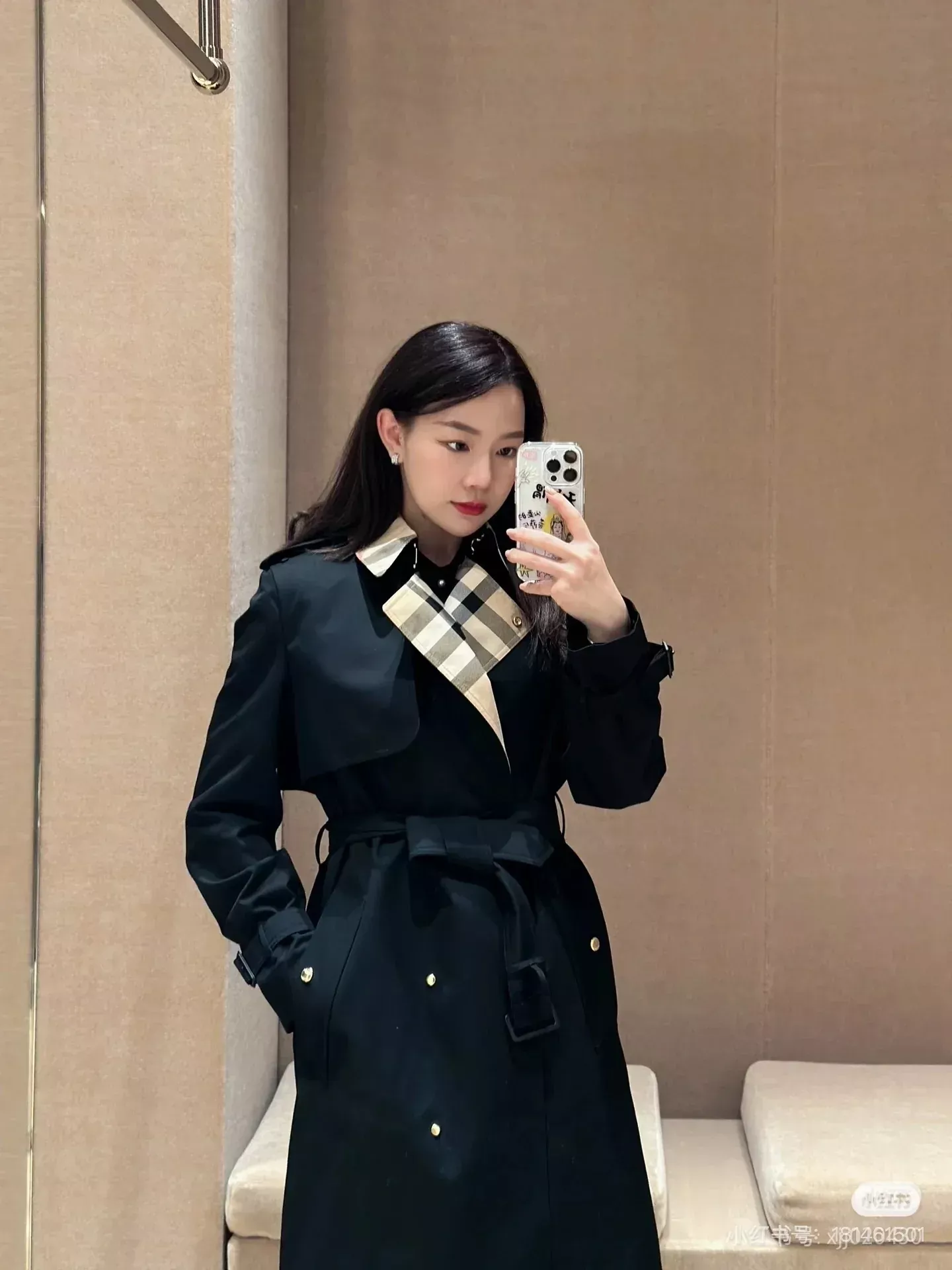버버리 체크 칼라 트렌치 여성용 롱 코트 상세 이미지 40