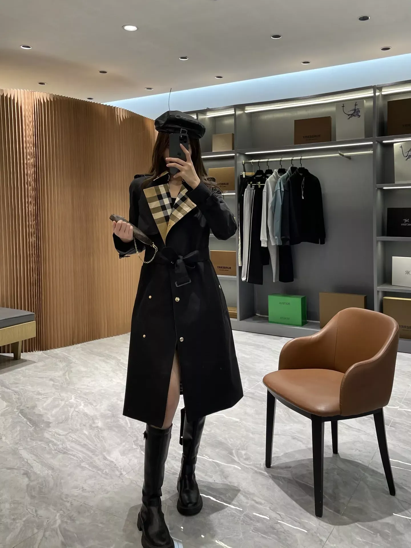 버버리 체크 칼라 트렌치 여성용 롱 코트 상세 이미지 47