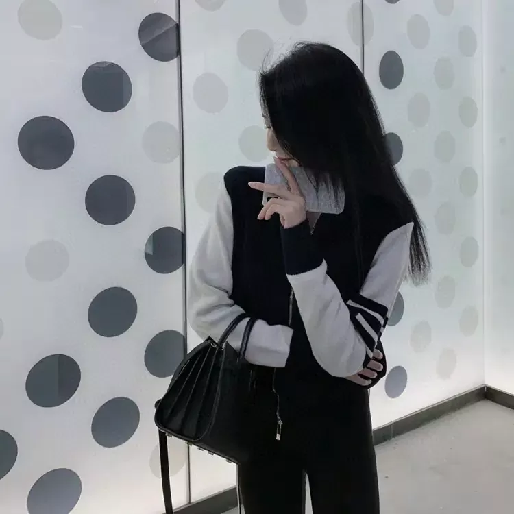 톰브라운 울 배색 집업 남녀공용 니트 재킷 상세 이미지 13