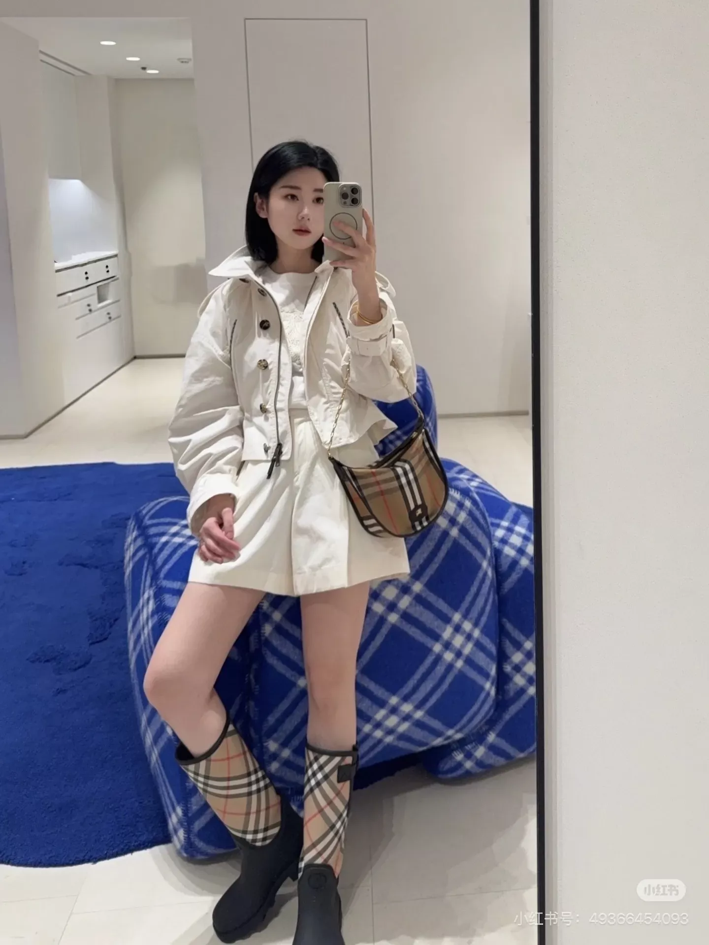 버버리 후드 수납 면 혼방 여성용 쇼트 코트 상세 이미지 20