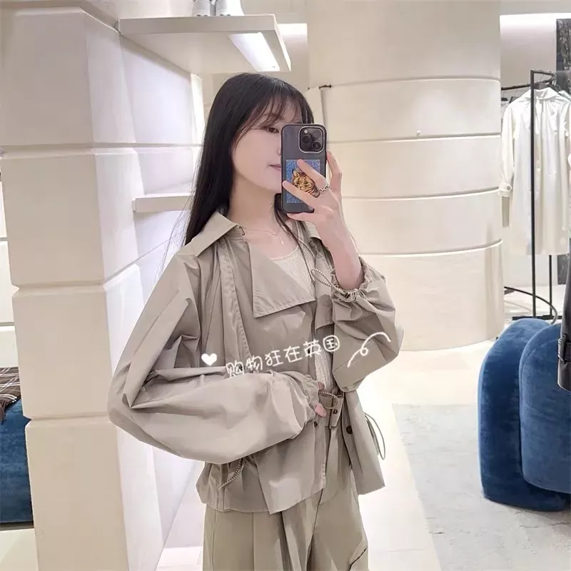 버버리 탈부착 후드 스트링 여성용 쇼트 코트 상세 이미지 67