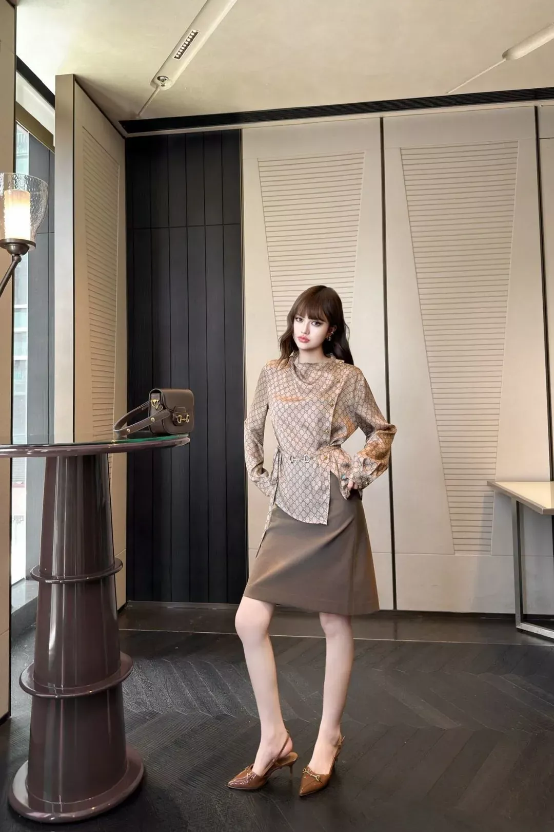 구찌 자카드 새틴 허리끈 여성용 긴소매 블라우스 상세 이미지 18