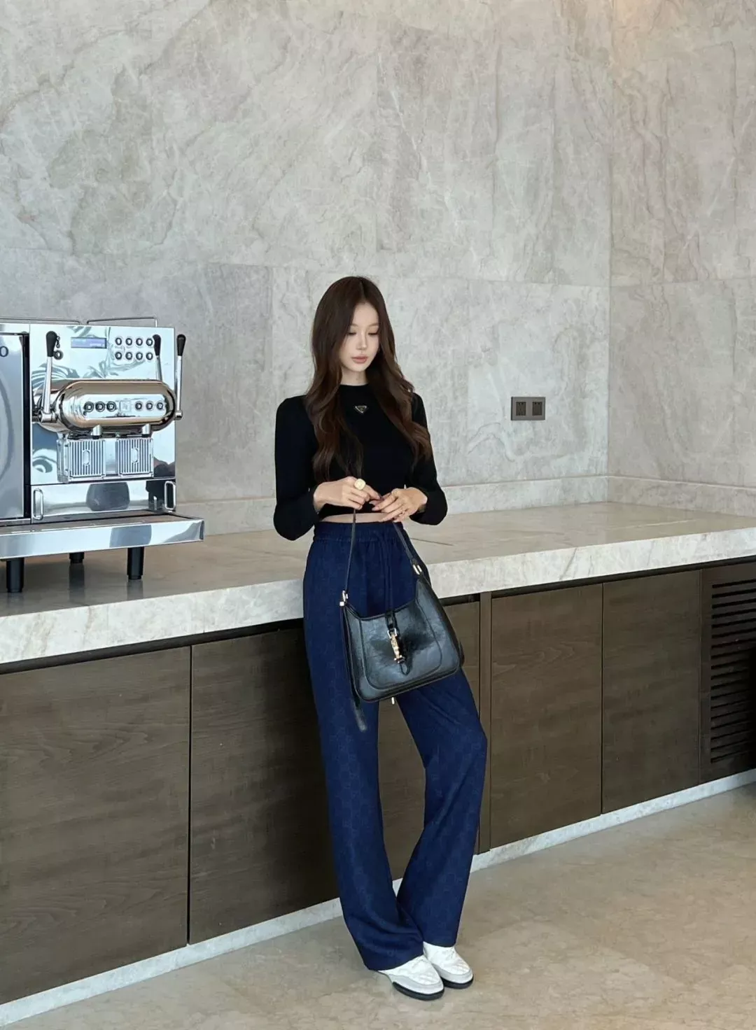 구찌 자카드 와이드 여성용 캐쥬얼 팬츠 상세 이미지 13