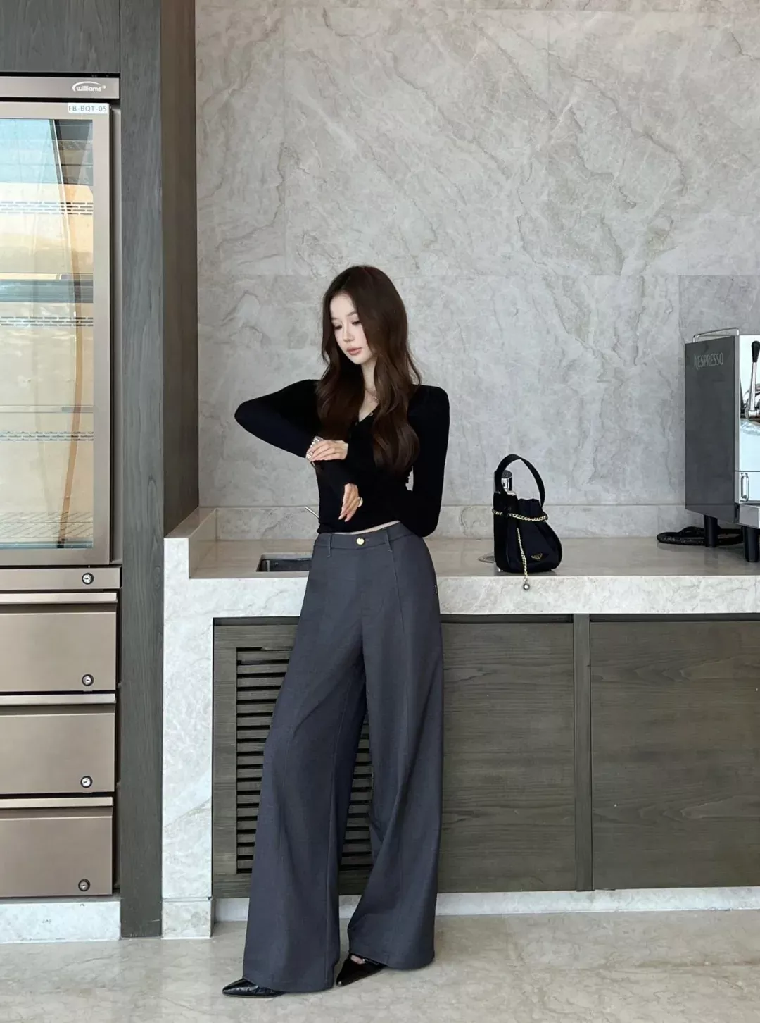 프라다 하이웨이스트 와이드 여성용 슬렉스 팬츠 상세 이미지 15