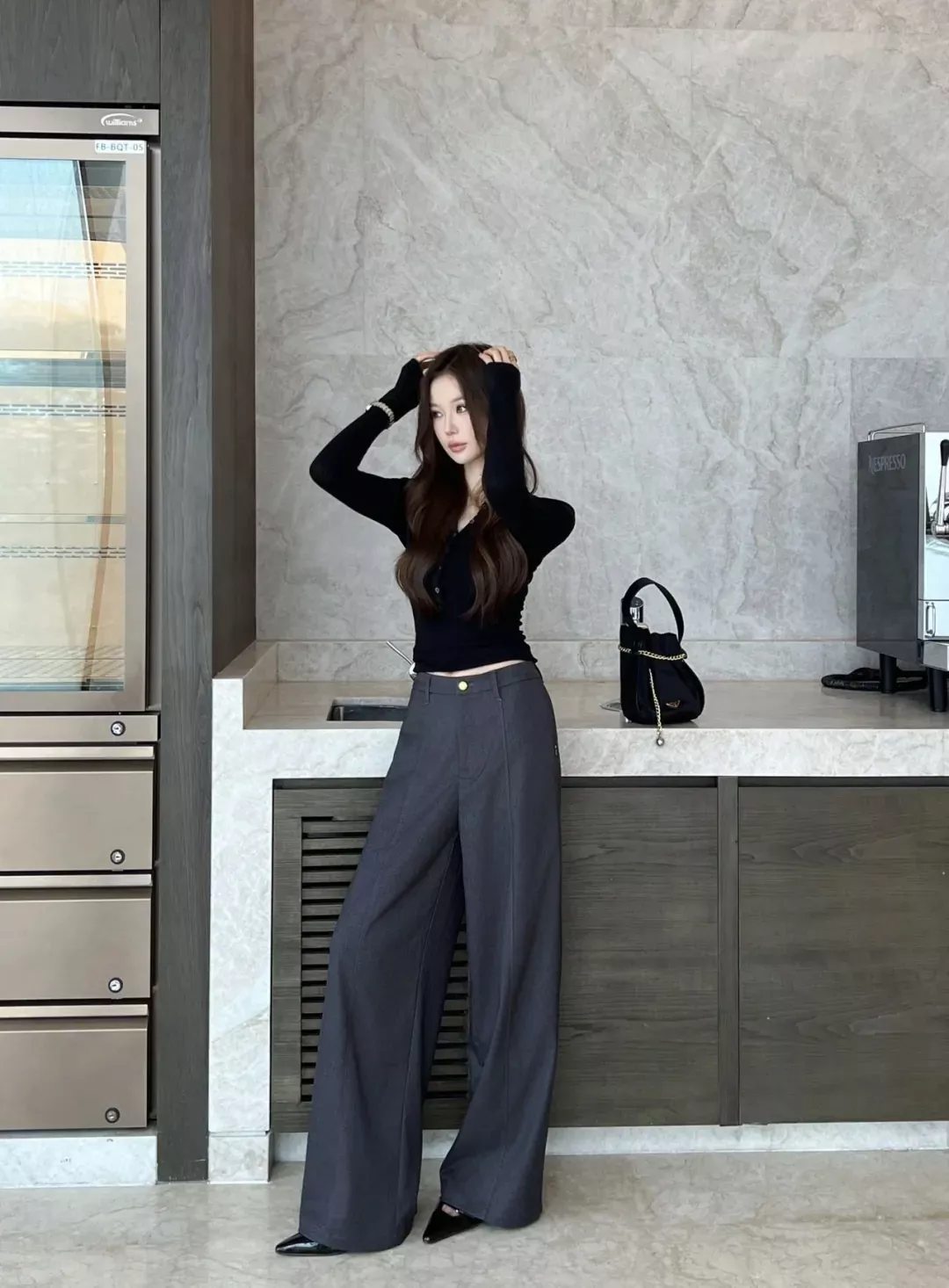 프라다 하이웨이스트 와이드 여성용 슬렉스 팬츠 상세 이미지 19